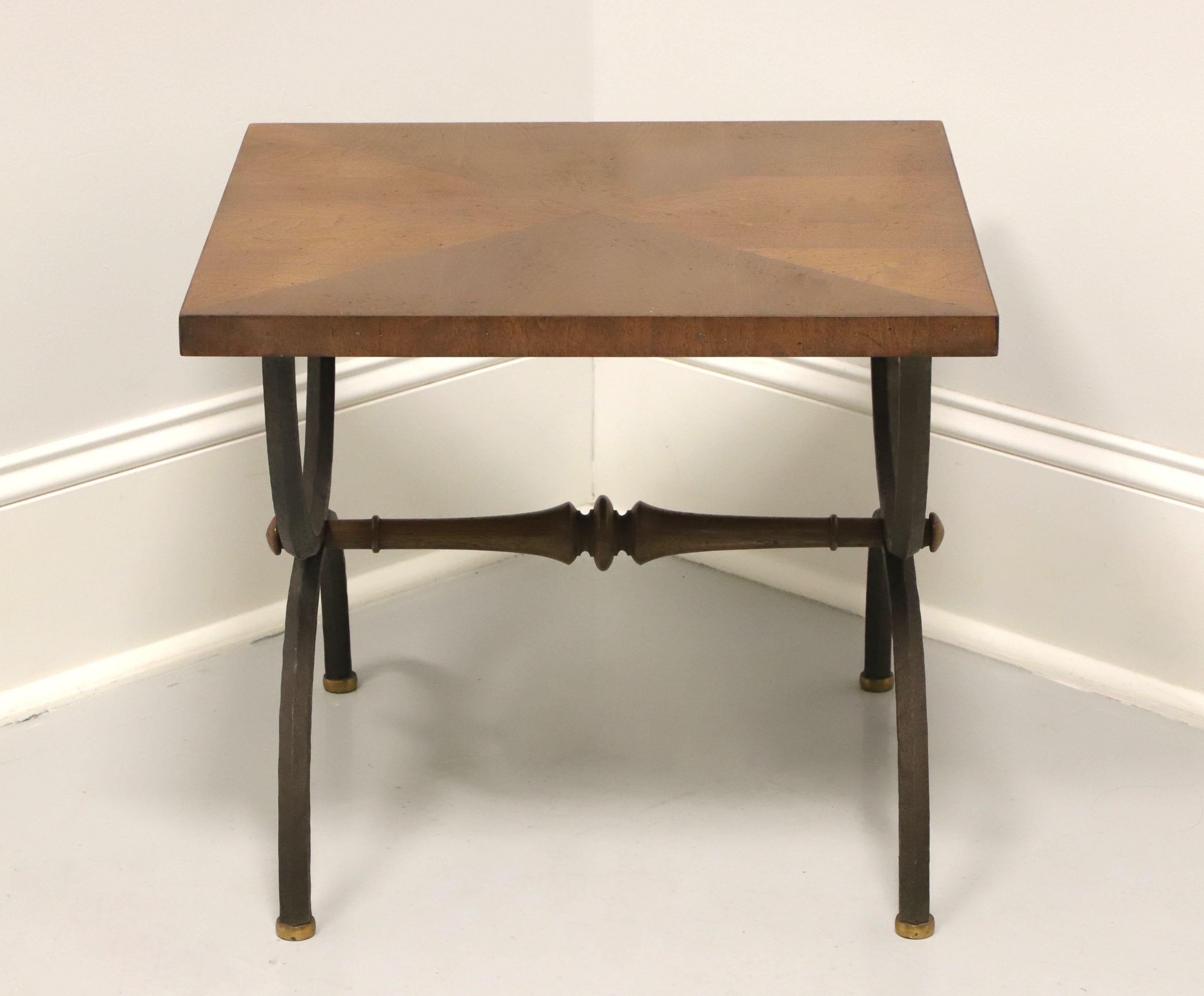 Mid-Century Modern TOMLINSON 1960's Walnut Square Cocktail Table with Metal Legs - A