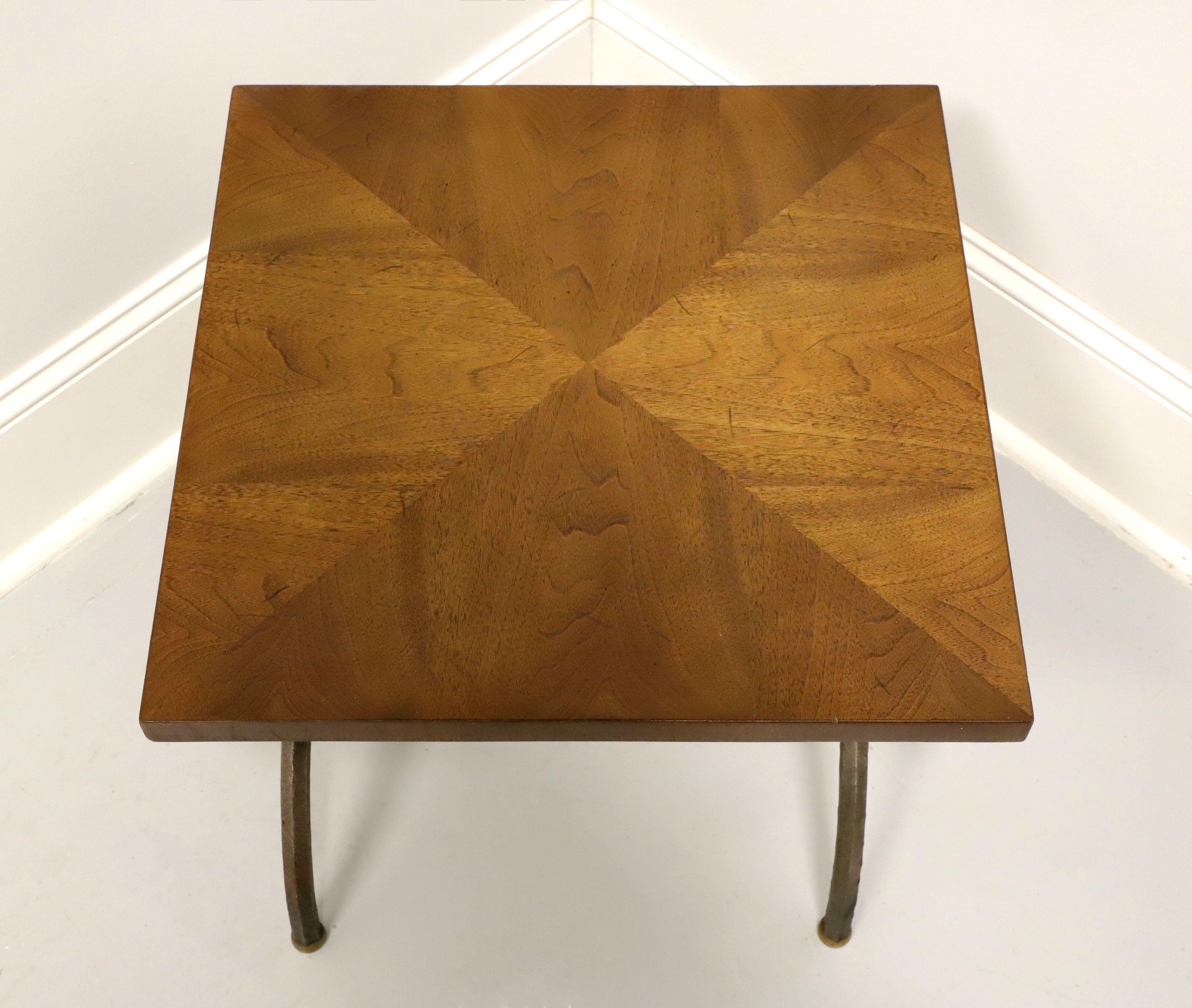 American TOMLINSON 1960's Walnut Square Cocktail Table with Metal Legs - A