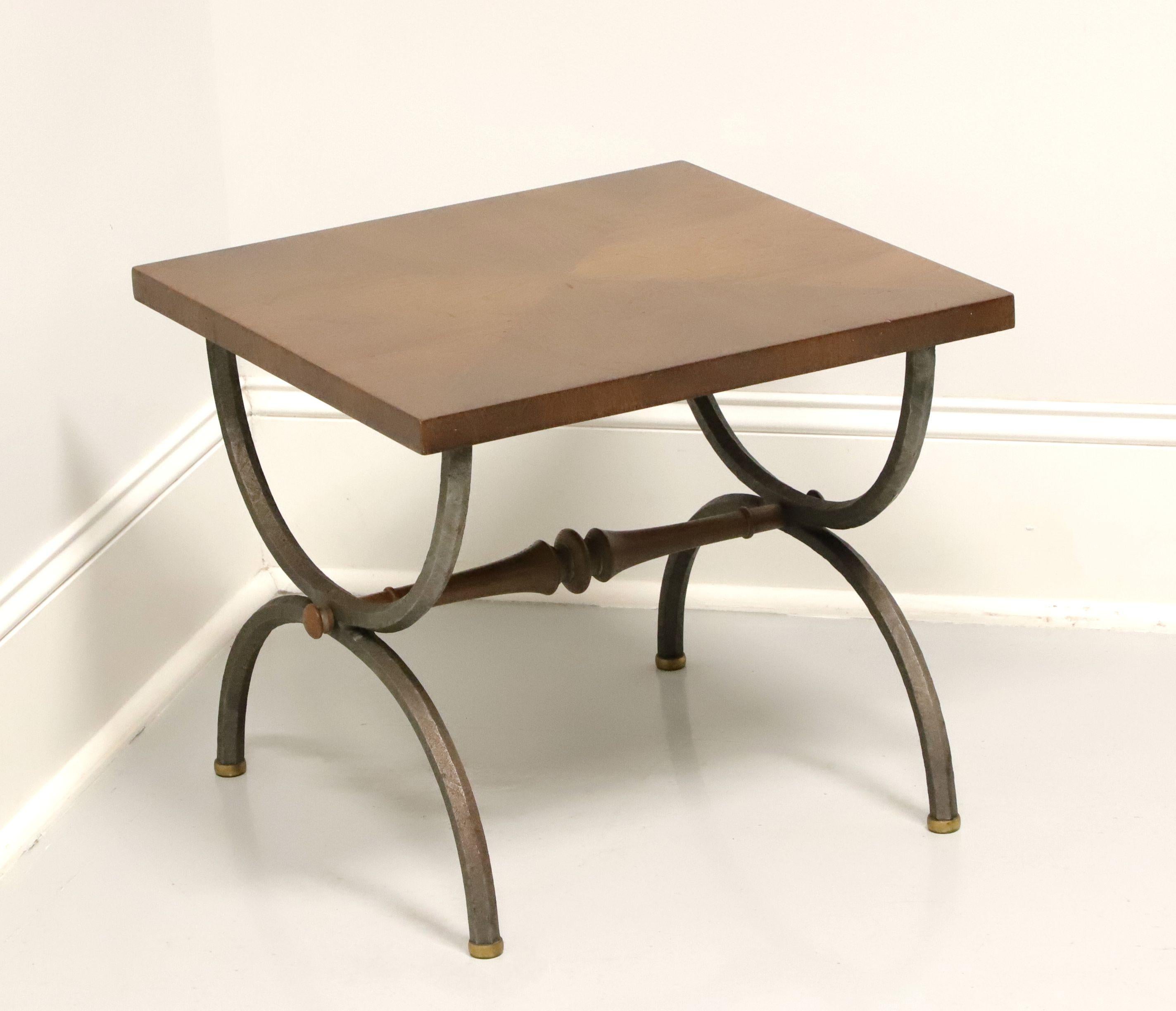 TOMLINSON 1960's Walnut Square Cocktail Table with Metal Legs - A 1