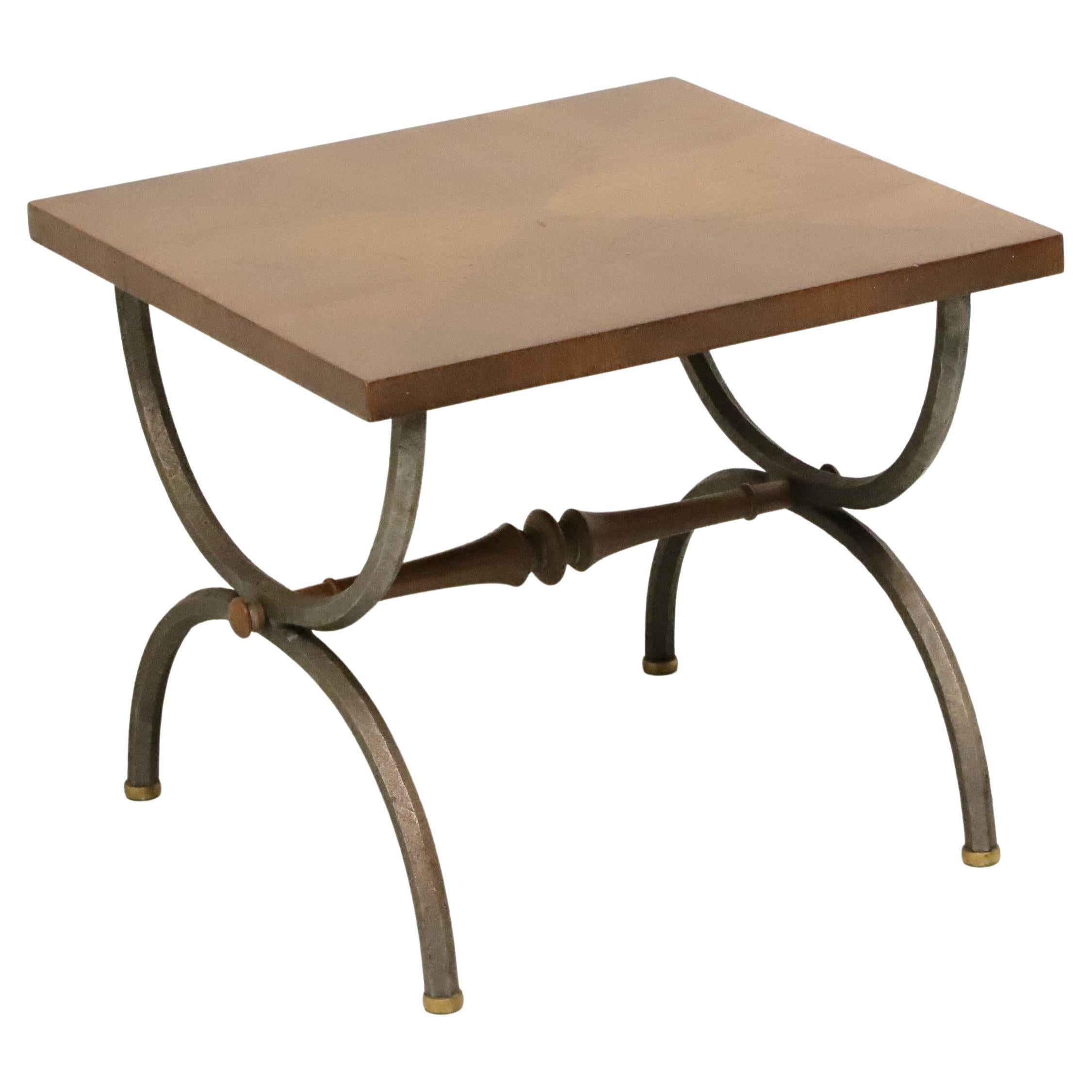 TOMLINSON 1960's Walnut Square Cocktail Table with Metal Legs - A