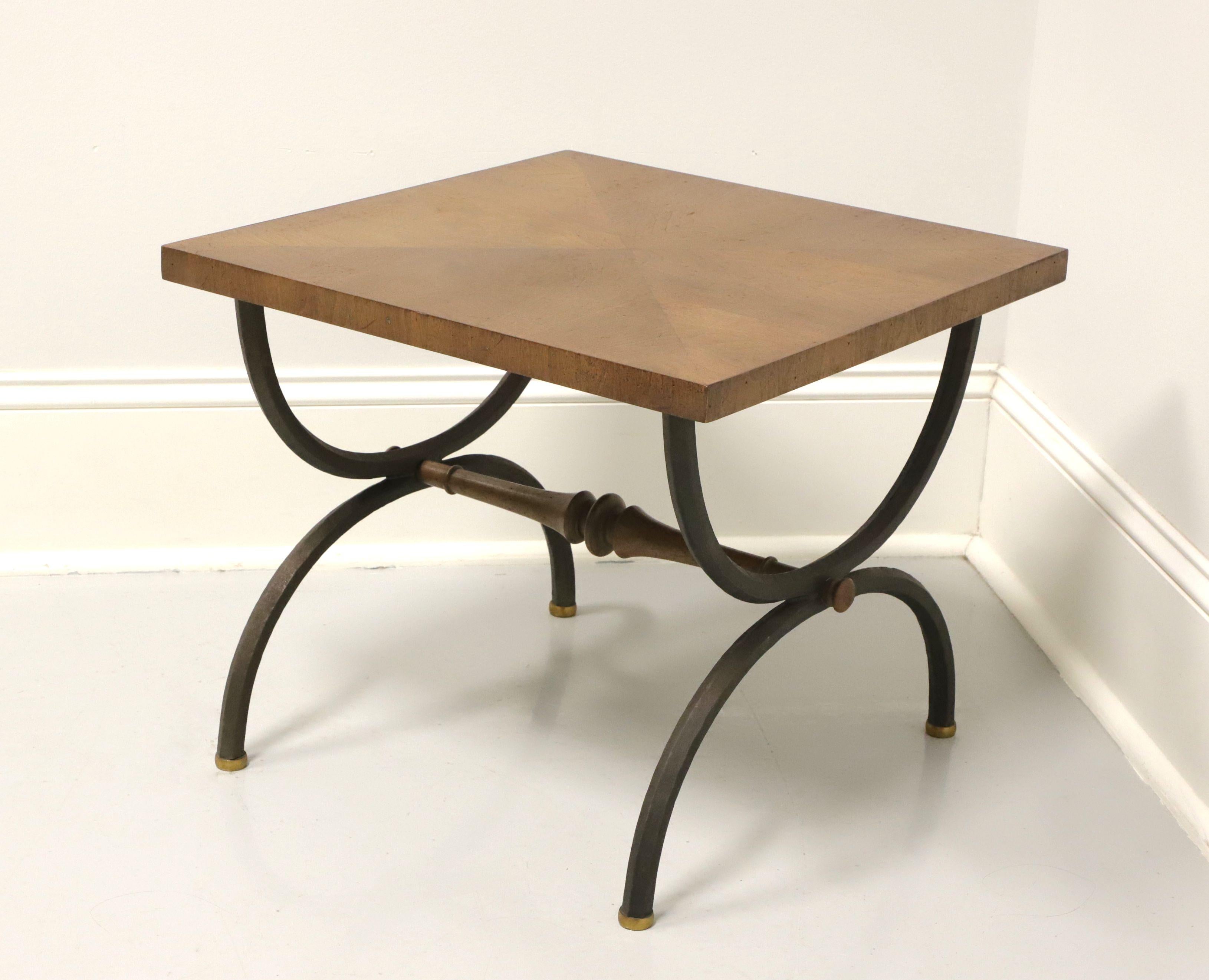 Mid-Century Modern TOMLINSON 1960's Walnut Square Cocktail Table with Metal Legs - B For Sale