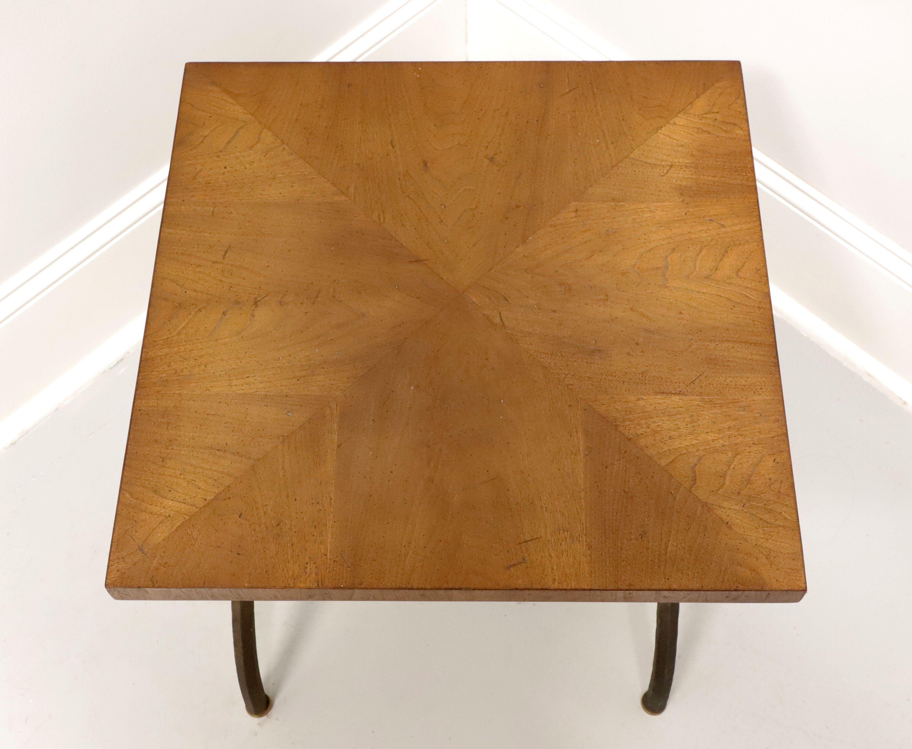 TOMLINSON 1960's Walnut Square Cocktail Table with Metal Legs - B In Good Condition For Sale In Charlotte, NC
