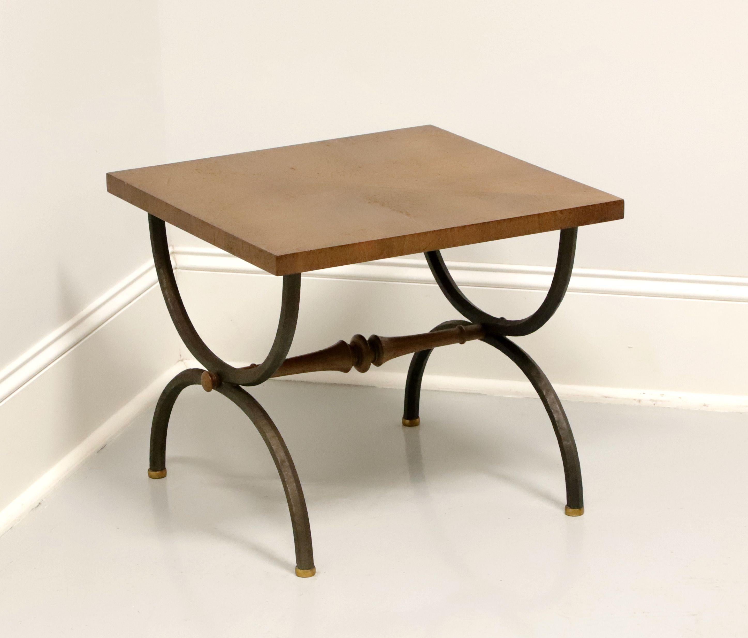 TOMLINSON 1960's Walnut Square Cocktail Table with Metal Legs - B For Sale 2