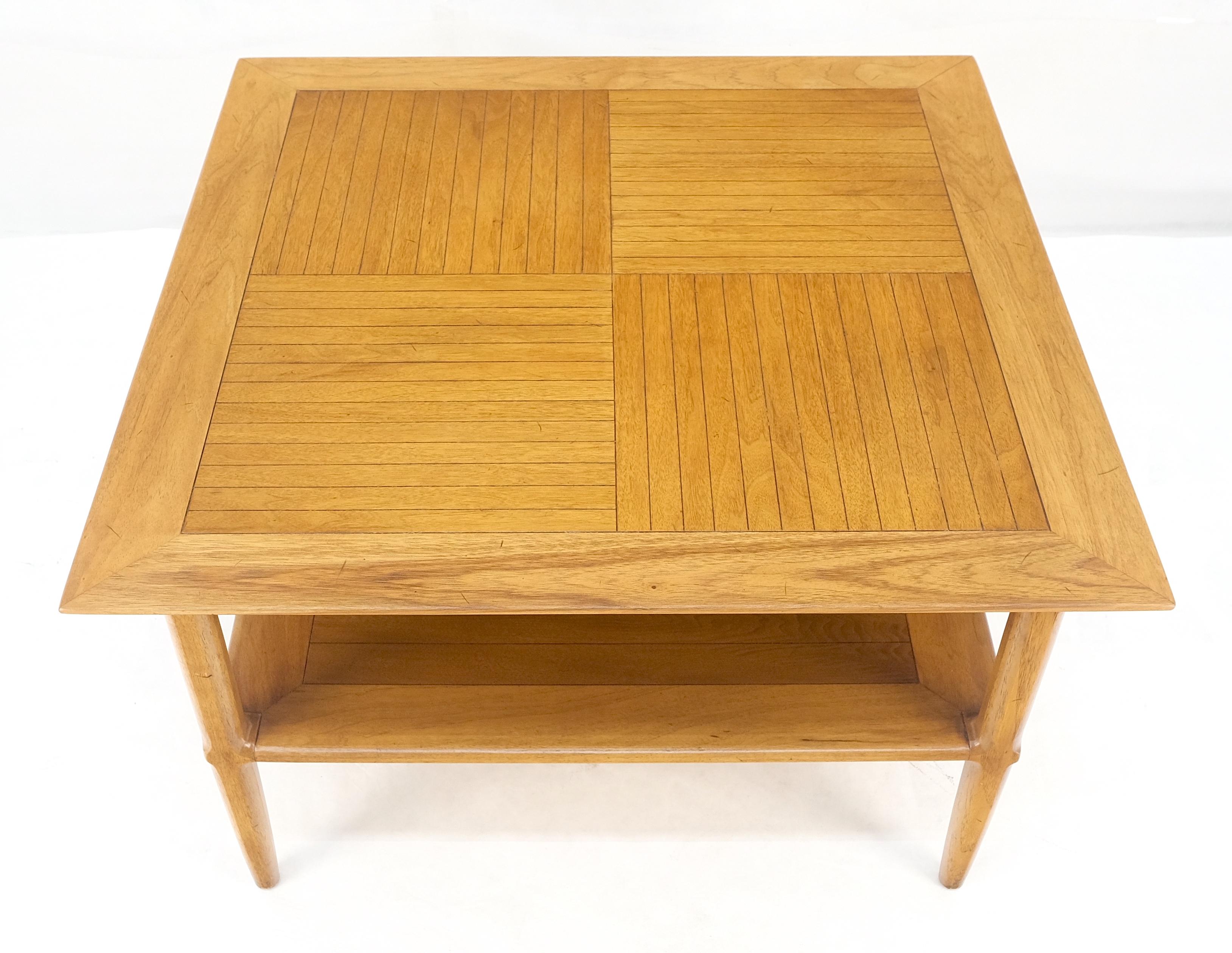 Mid-Century Modern Tomlinson Blond Two Tier Large 32x32 Square Side End Occasional Table MINT For Sale