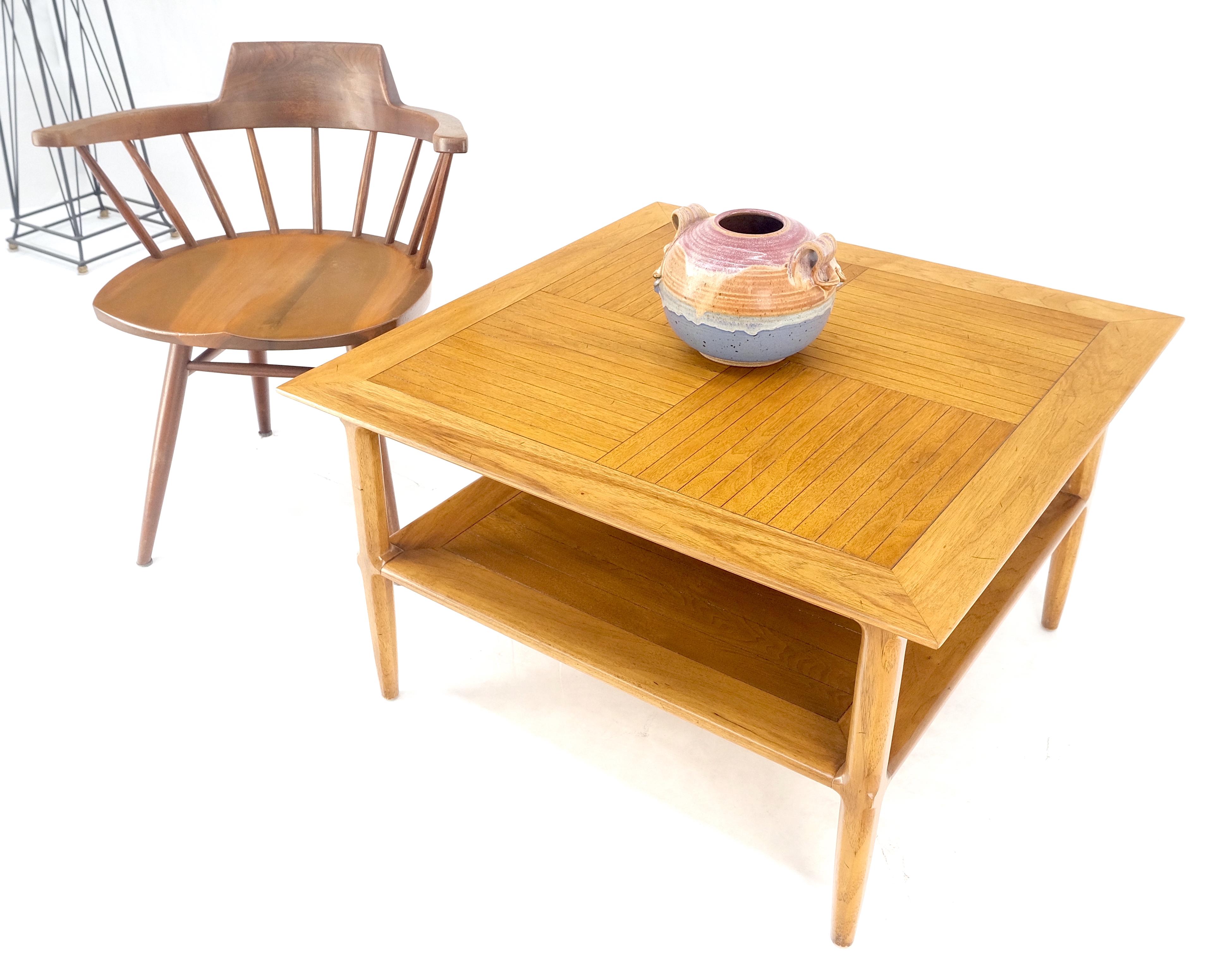Tomlinson Blond Two Tier Large 32x32 Square Side End Occasional Table MINT For Sale 1