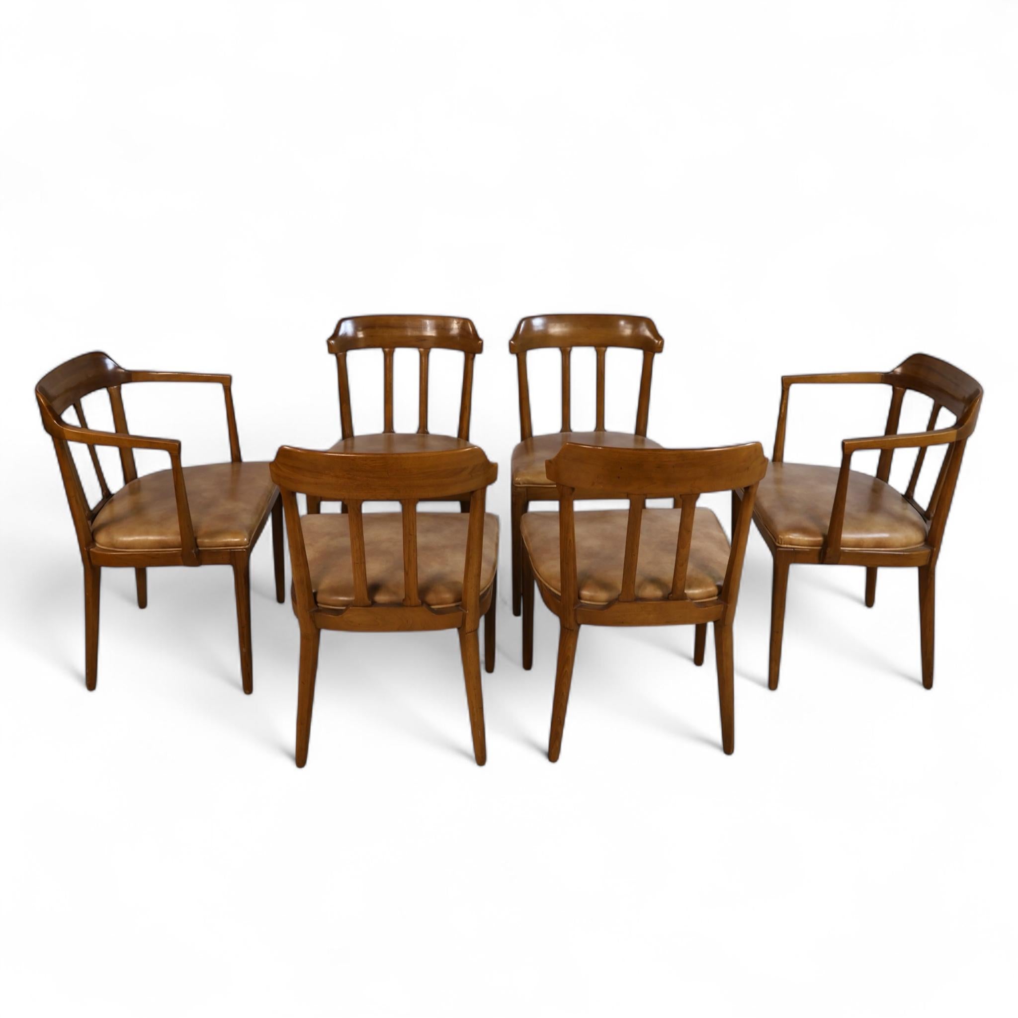 American Tomlinson Early Set of 6 Vintage Mid Century Modern Dining Chairs c. 1950s For Sale
