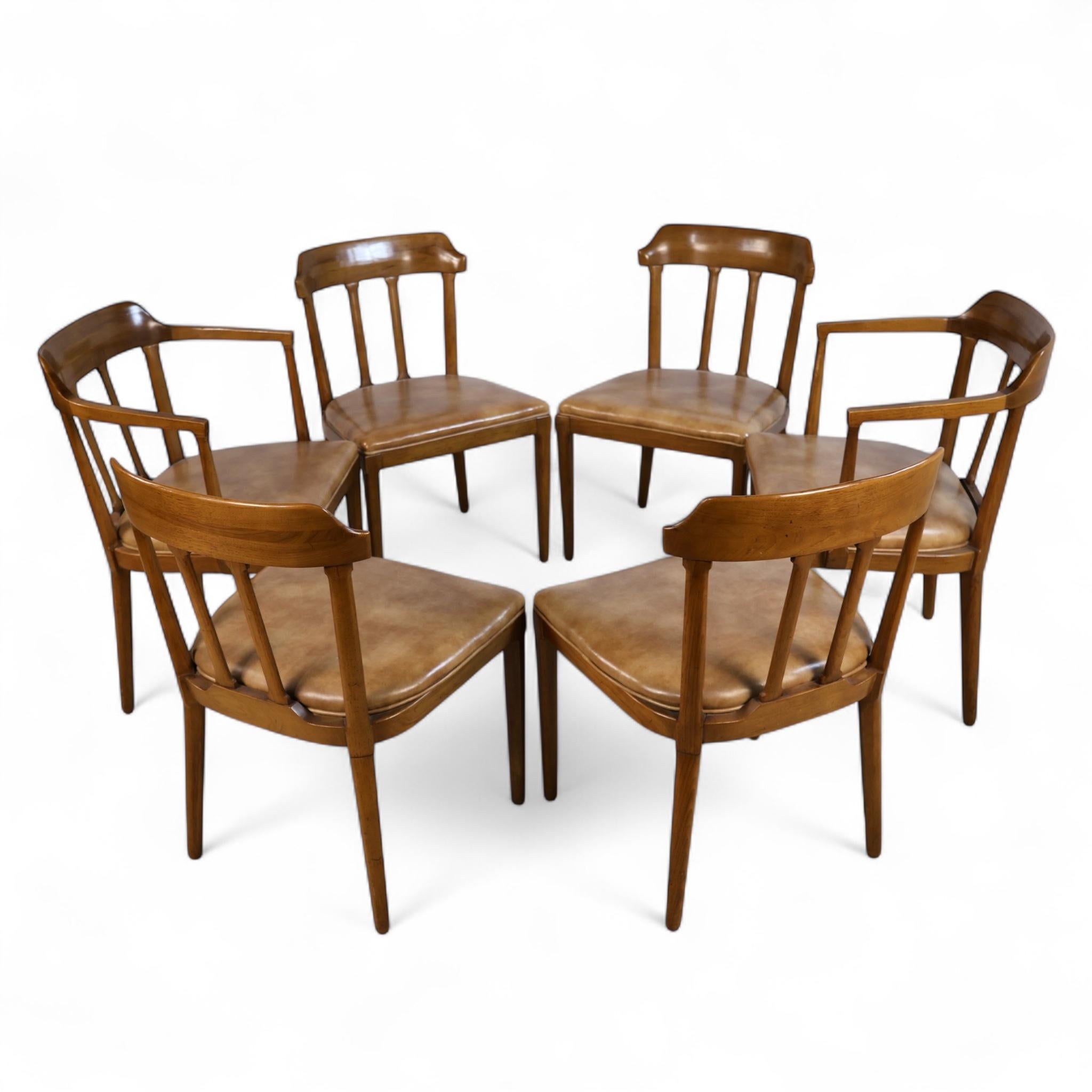 Tomlinson Early Set of 6 Vintage Mid Century Modern Dining Chairs c. 1950s In Good Condition For Sale In Denville, NJ