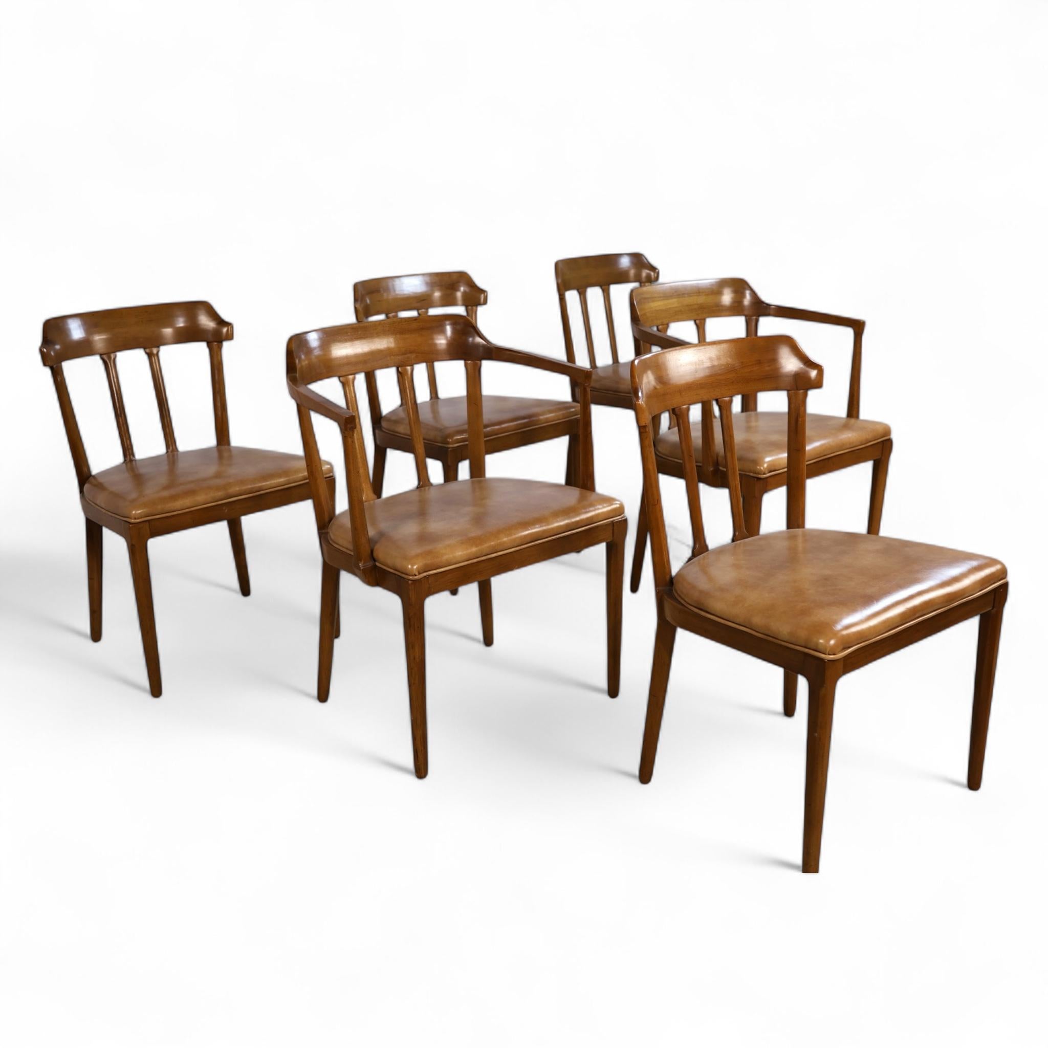 Mid-20th Century Tomlinson Early Set of 6 Vintage Mid Century Modern Dining Chairs c. 1950s For Sale