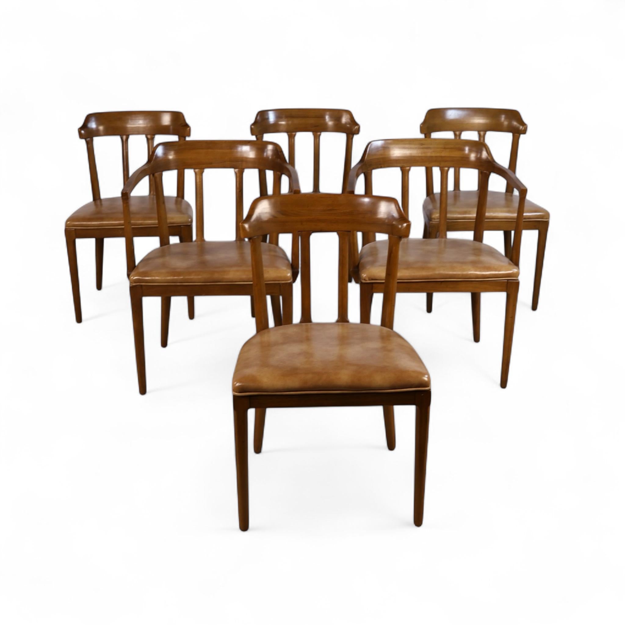 Fabric Tomlinson Early Set of 6 Vintage Mid Century Modern Dining Chairs c. 1950s For Sale