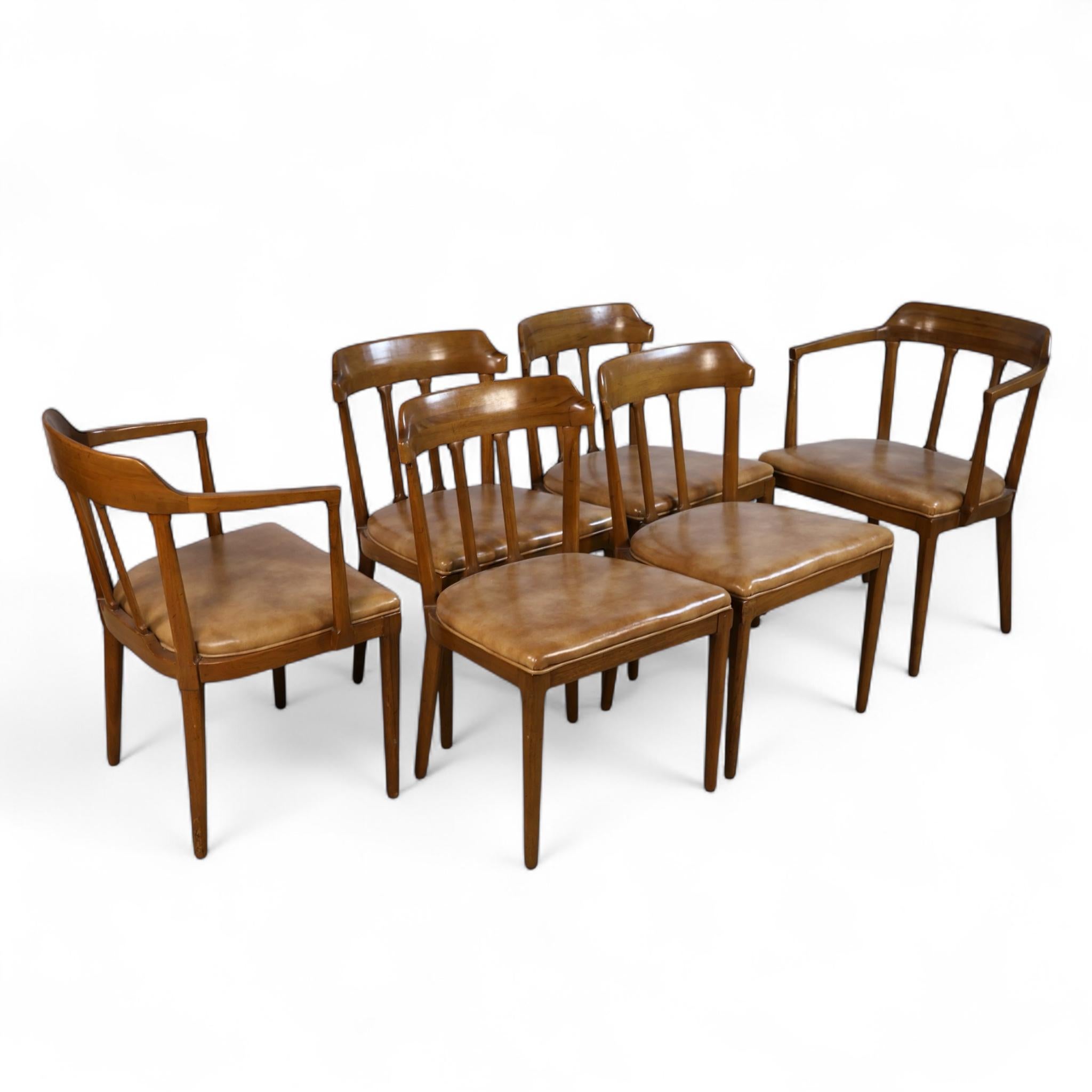 Tomlinson Early Set of 6 Vintage Mid Century Modern Dining Chairs c. 1950s For Sale 1