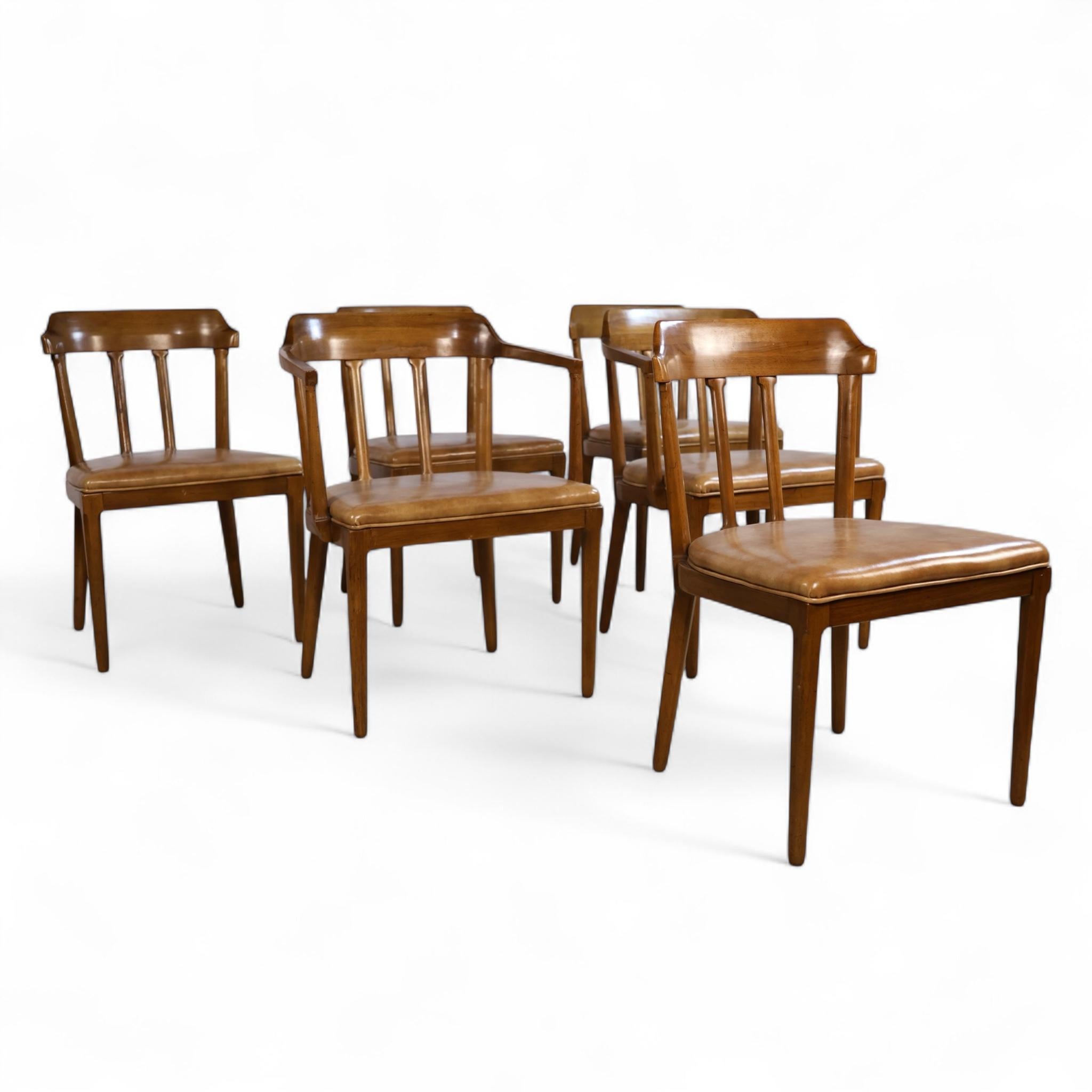 Tomlinson Early Set of 6 Vintage Mid Century Modern Dining Chairs c. 1950s For Sale 2