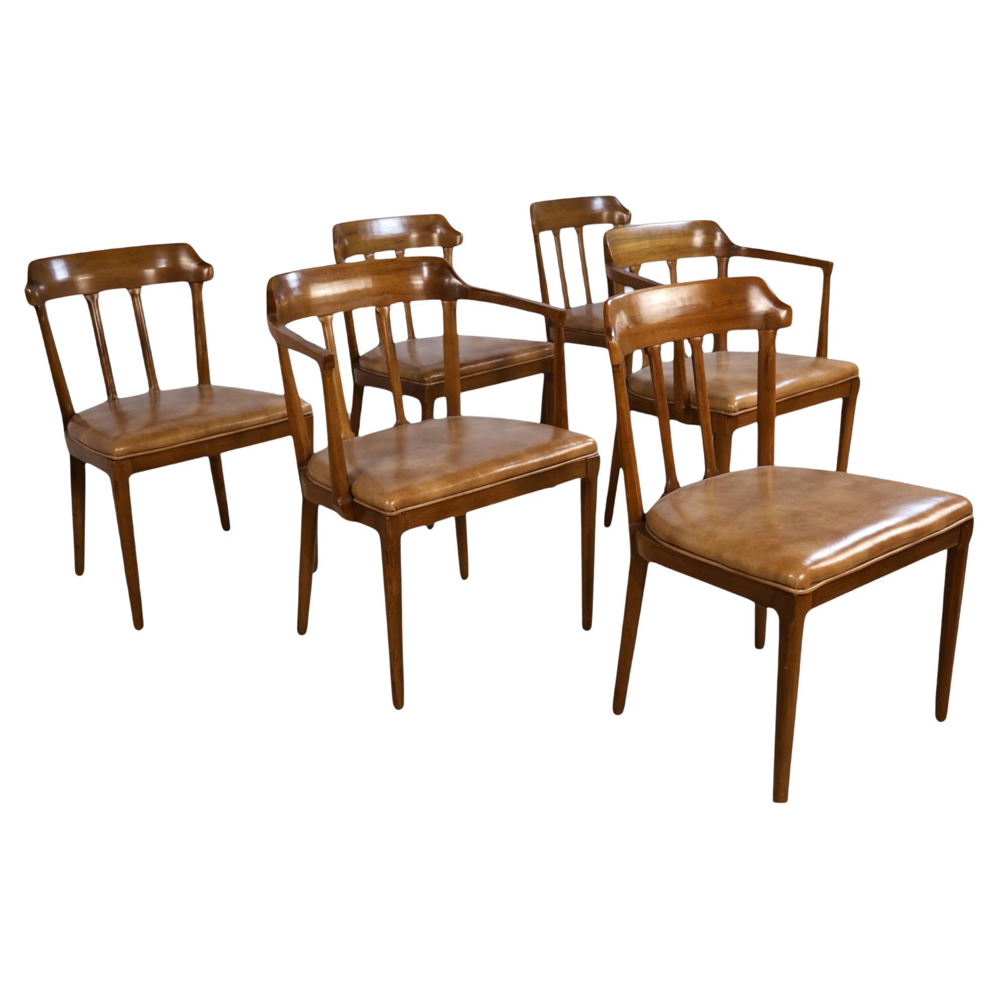 Tomlinson Early Set of 6 Vintage Mid Century Modern Dining Chairs c. 1950s For Sale
