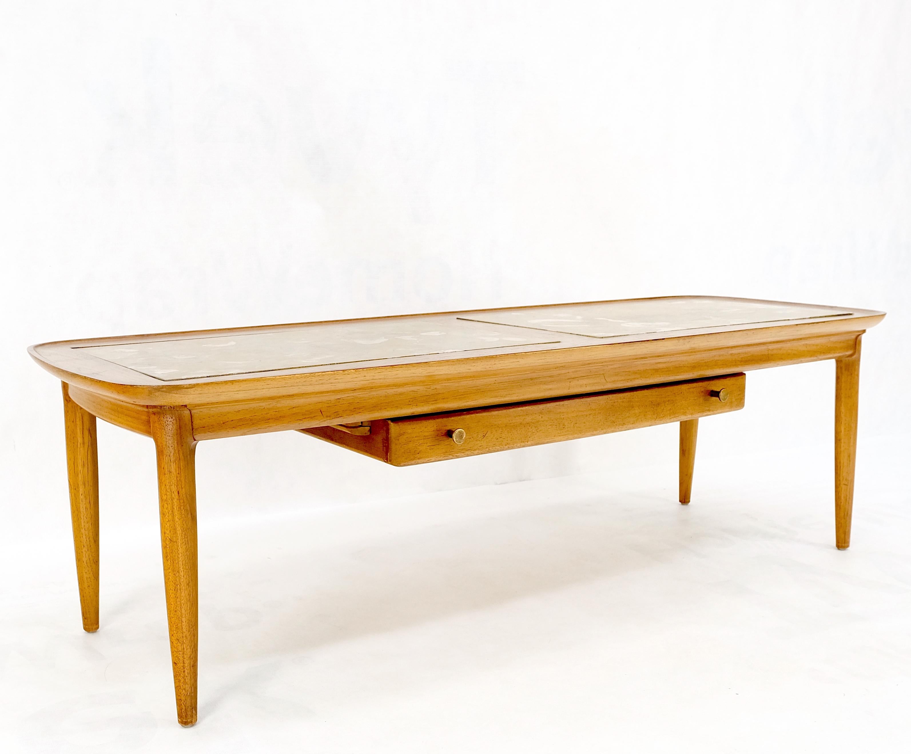 Tomlinson Fossil Marble Rolled Edges Rounded Corners Rectangle Coffee Table MINT 2