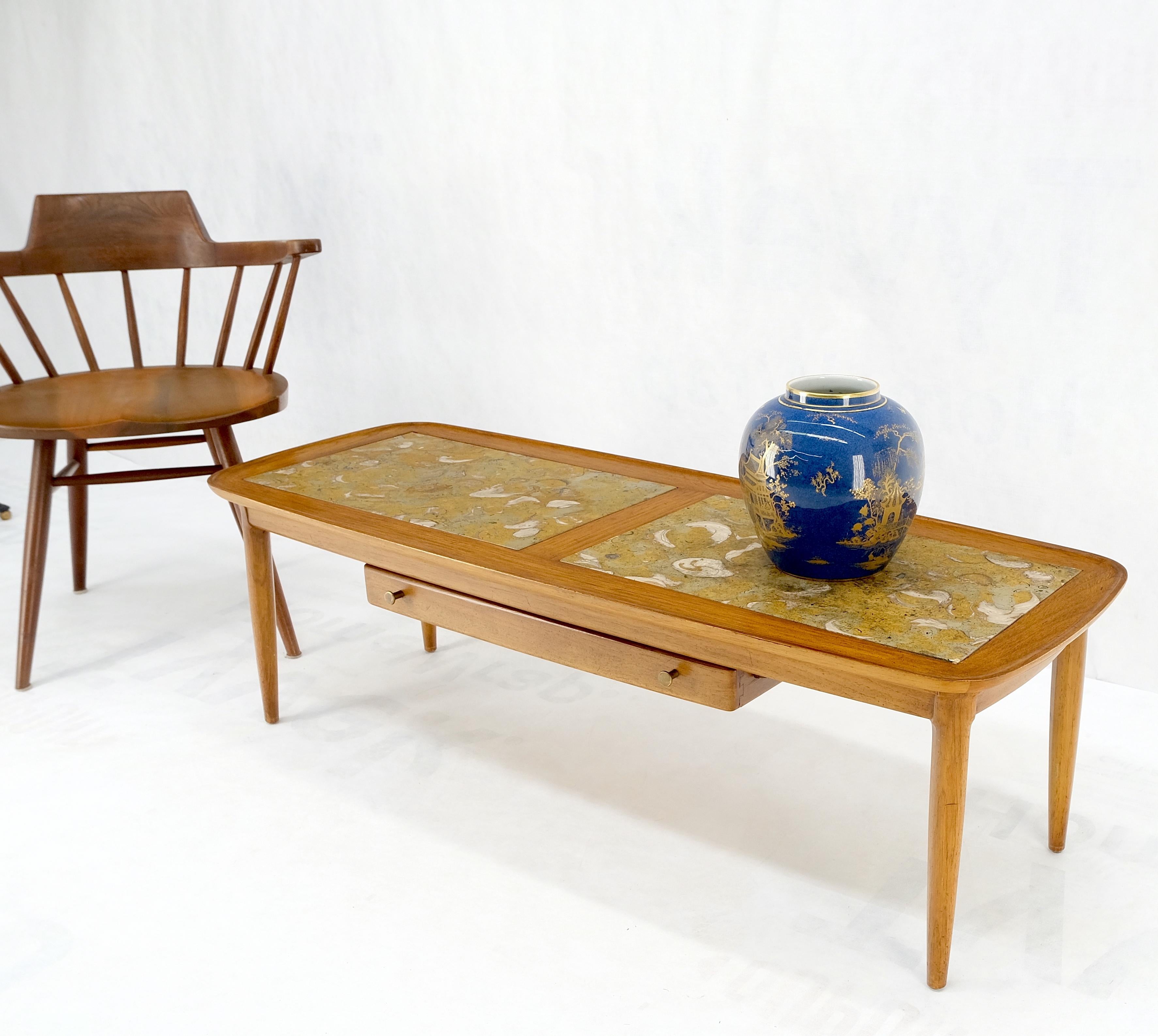 Tomlinson Fossil Marble Rolled Edges Rounded Corners Rectangle Coffee Table MINT 7