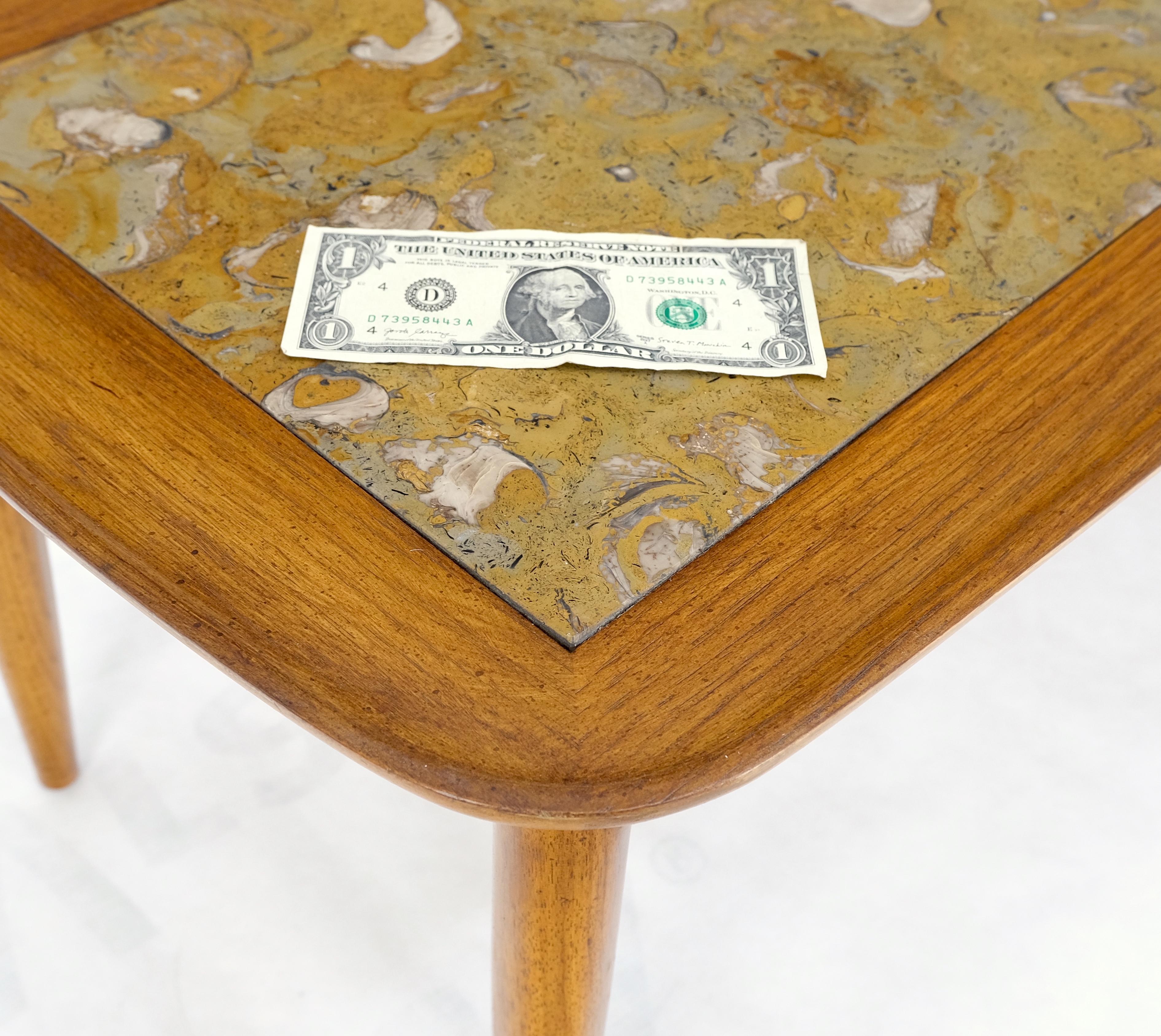 Mid-Century Modern Tomlinson Fossil Marble Rolled Edges Rounded Corners Rectangle Coffee Table MINT