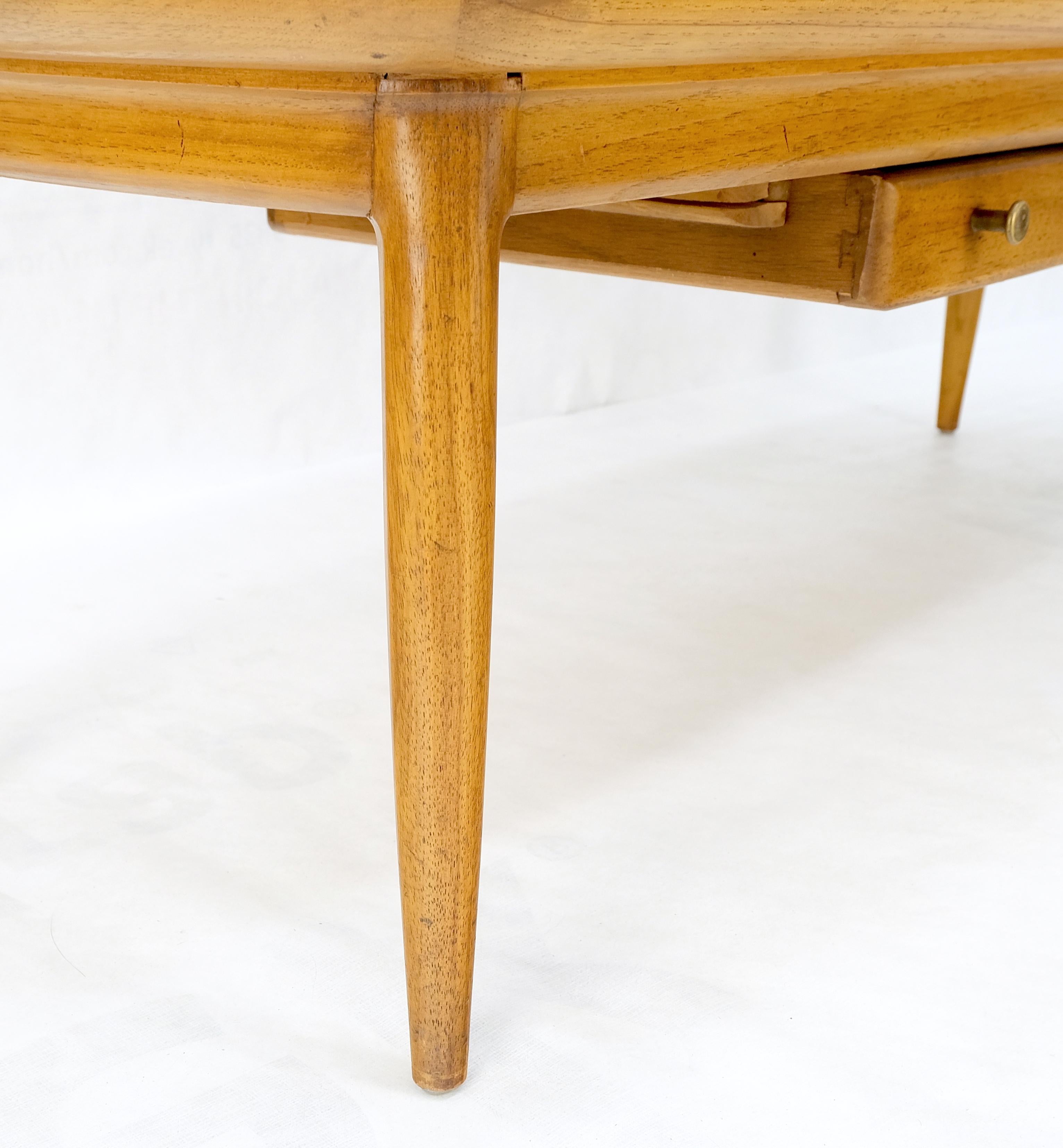 Lacquered Tomlinson Fossil Marble Rolled Edges Rounded Corners Rectangle Coffee Table MINT