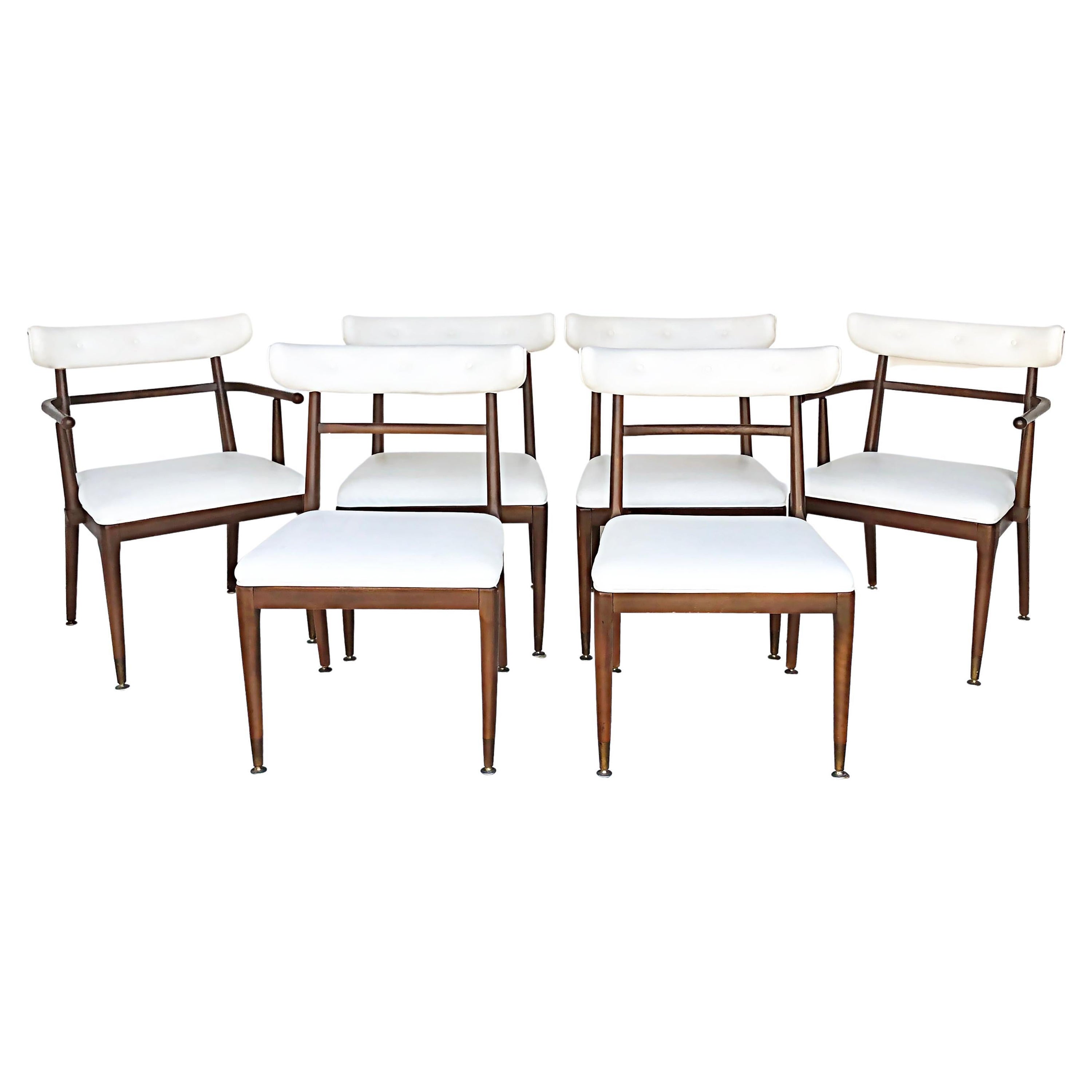 Tomlinson Furniture Moderne Esszimmerstühle aus der Mitte des Jahrhunderts, 6er-Set, 2 Armlehnen, 4 Seiten