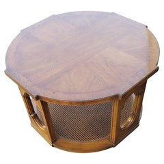 Tomlinson Furniture Walnut, Burlwood And Caned Side Table