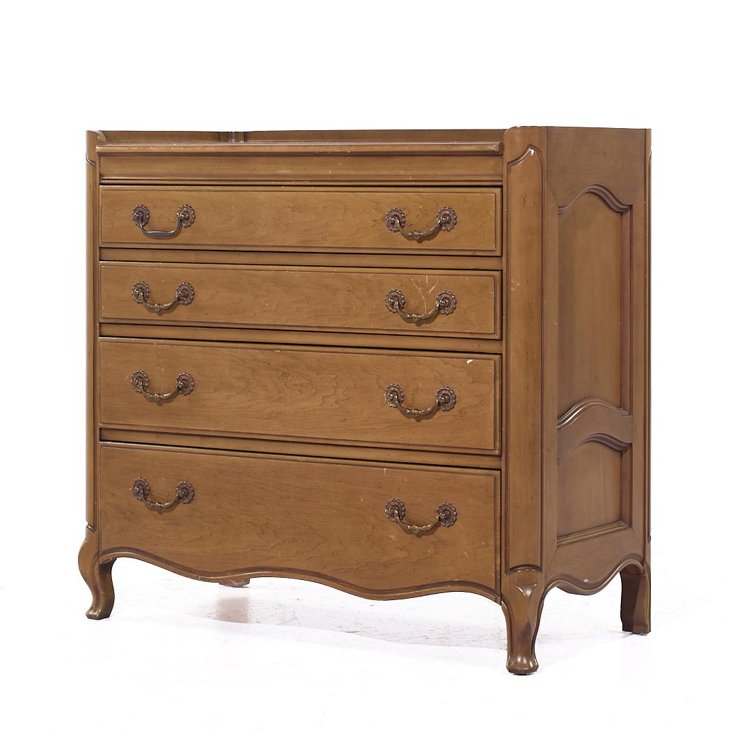 American Tomlinson Louis XV French Provincial Walnut and Brass Dresser For Sale