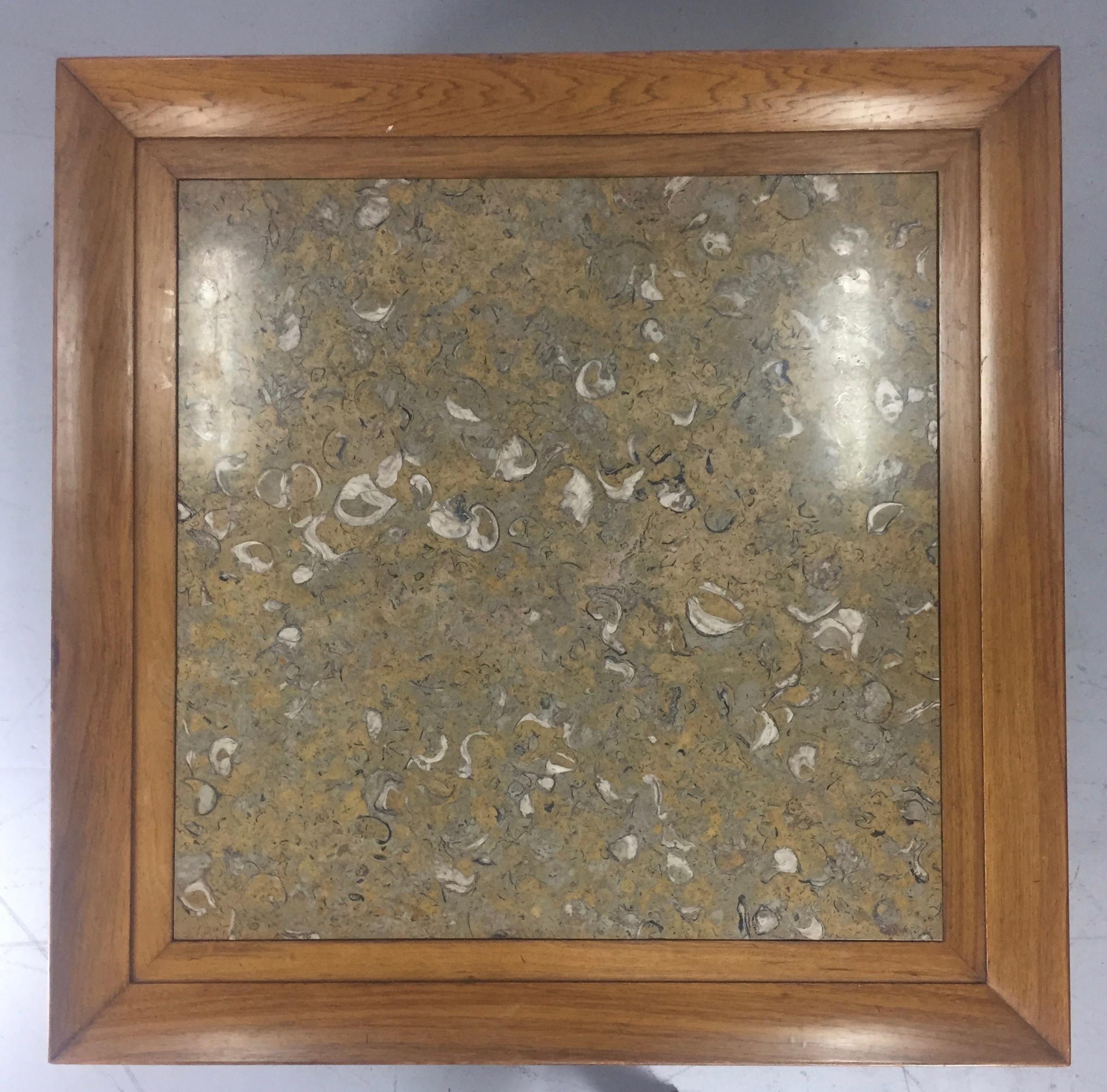 American Tomlinson Marble and Pecan Midcentury Coffee Table
