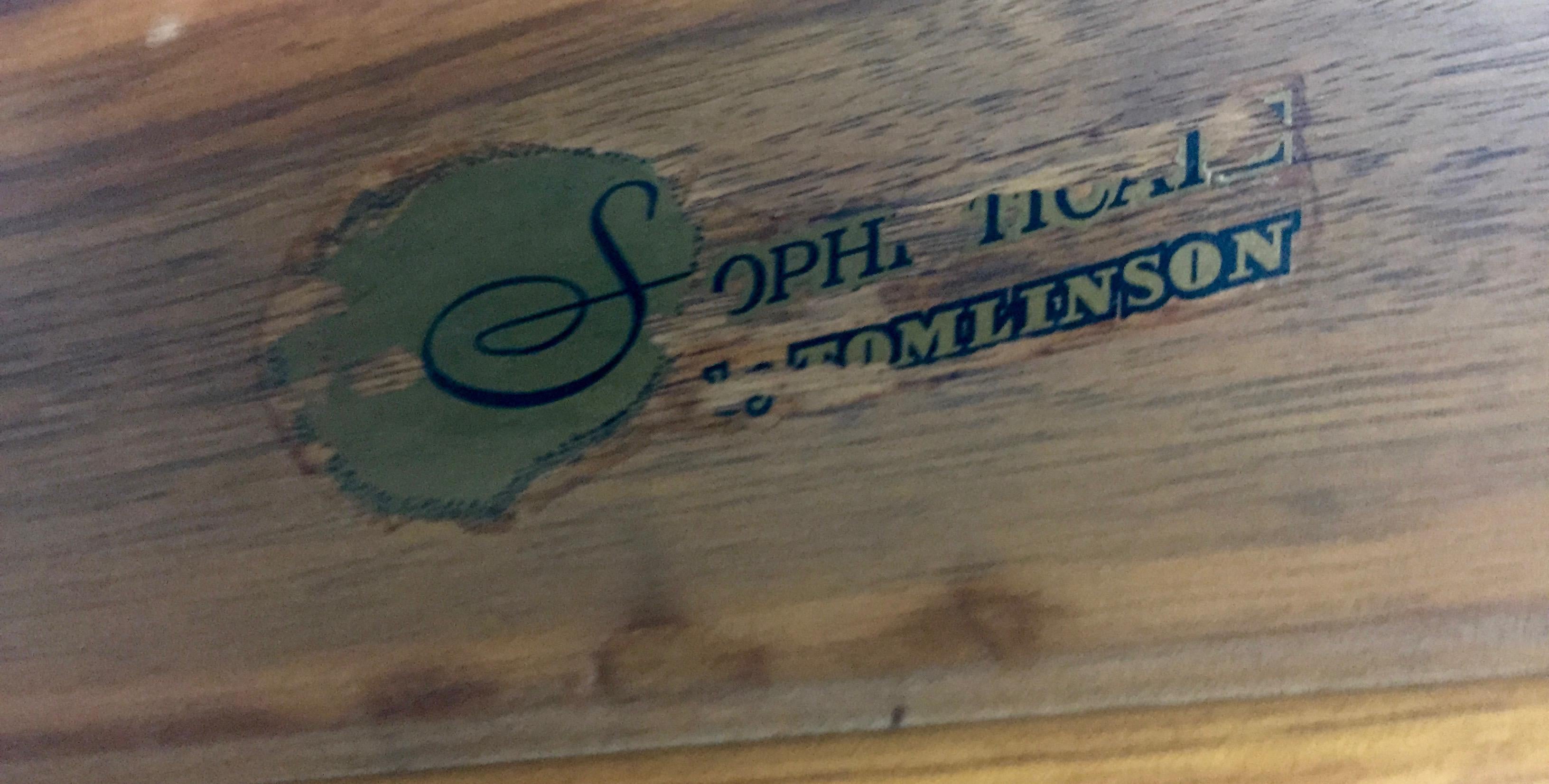 Tomlinson Marble and Pecan Midcentury Coffee Table In Excellent Condition In Philadelphia, PA