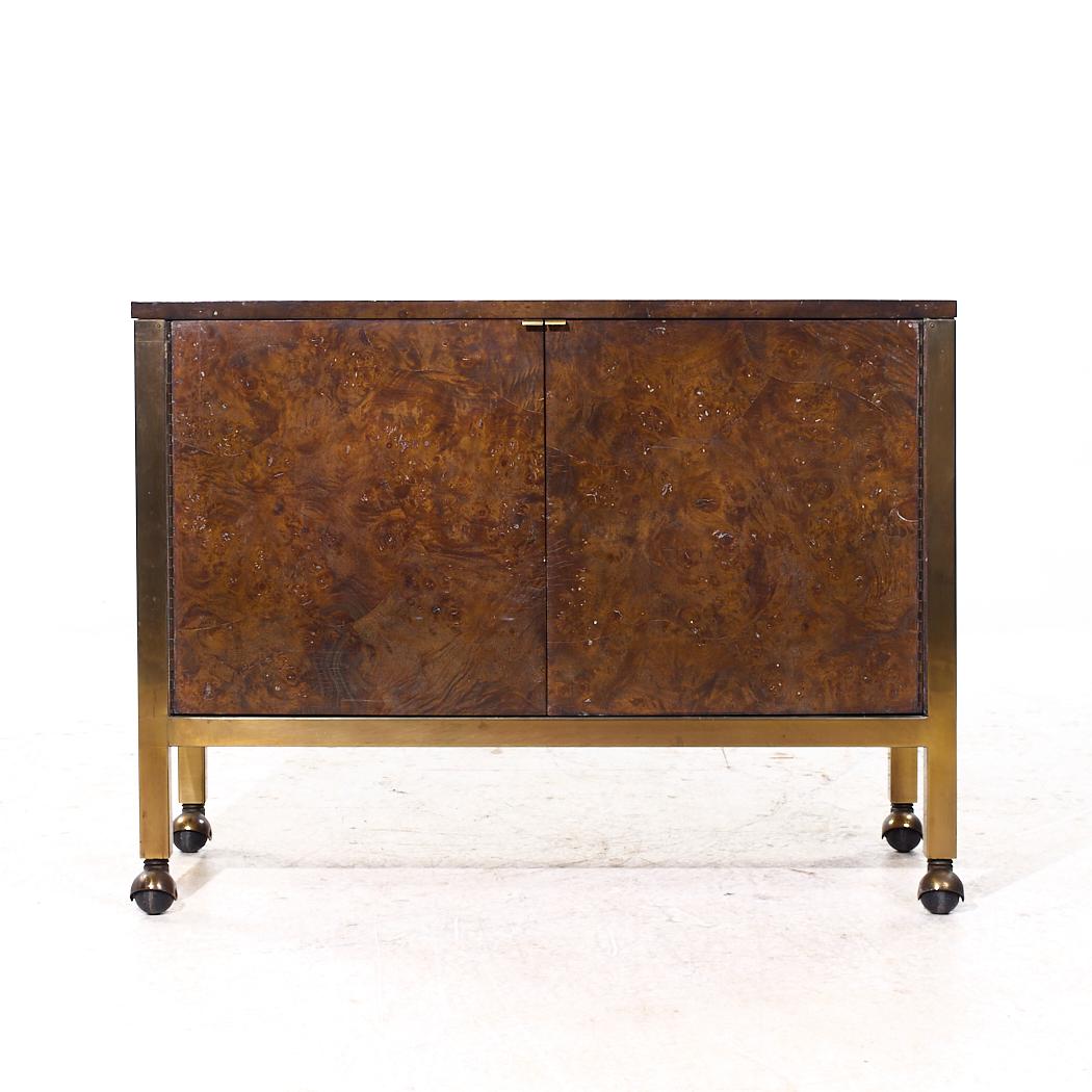 Tomlinson Mid Century Burlwood and Brass Bar Cart

This bar cart measures: 40.25 wide x 16.25 deep x 30 inches high, when extended the width is 69.25 inches

All pieces of furniture can be had in what we call restored vintage condition. That means