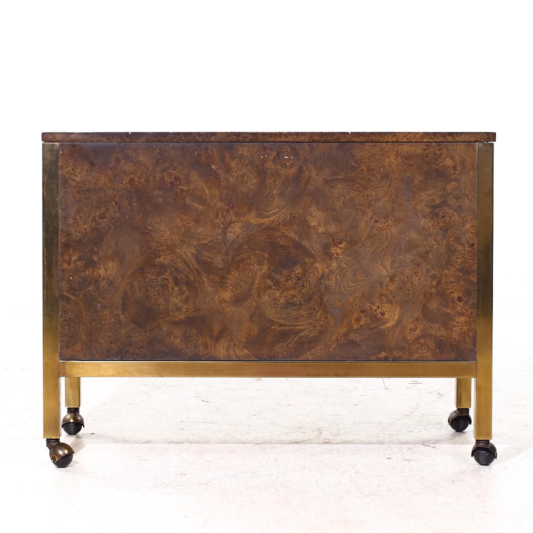 Tomlinson Mid Century Burlwood and Brass Bar Cart In Good Condition For Sale In Countryside, IL