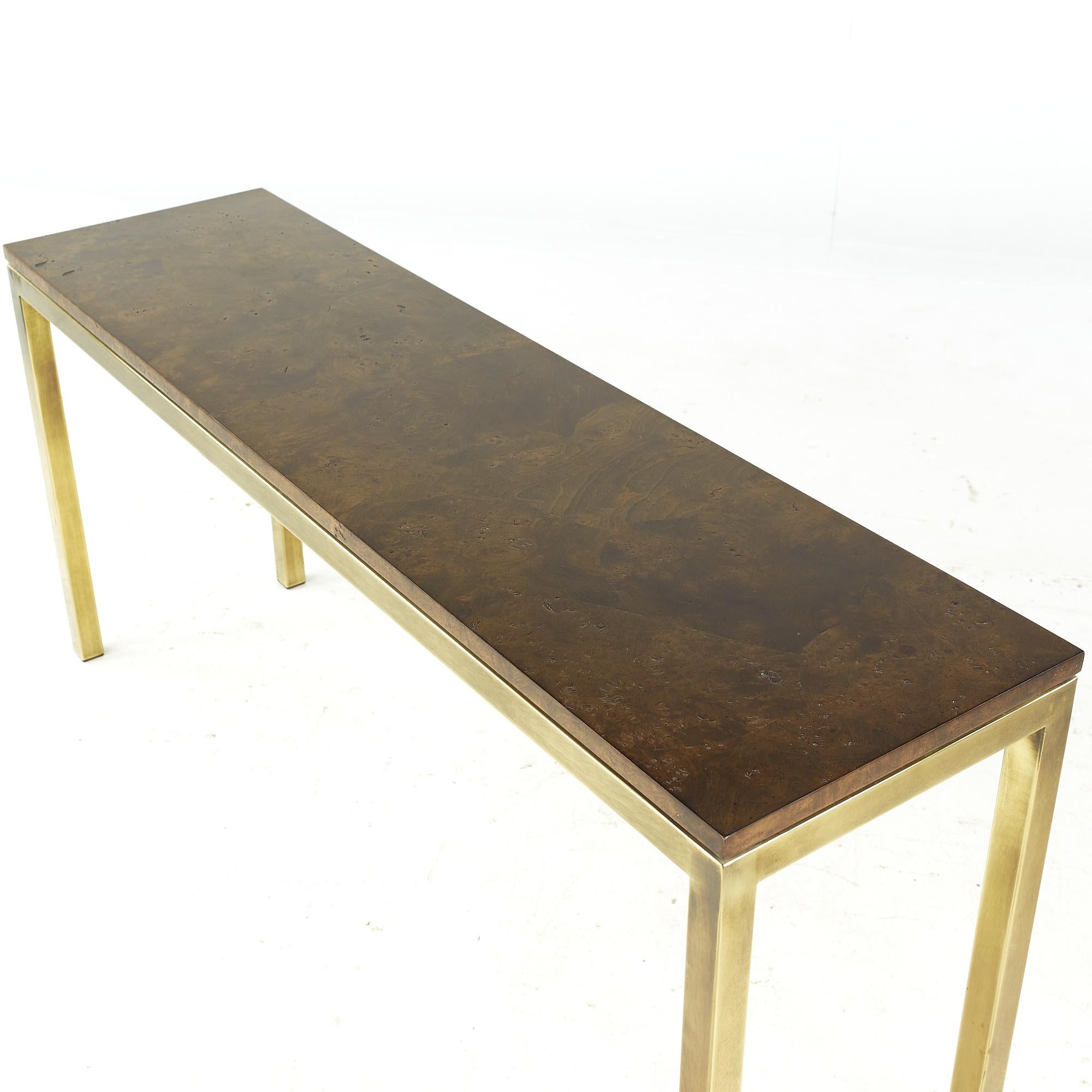 Tomlinson Mid Century Burlwood and Brass Console Table 4