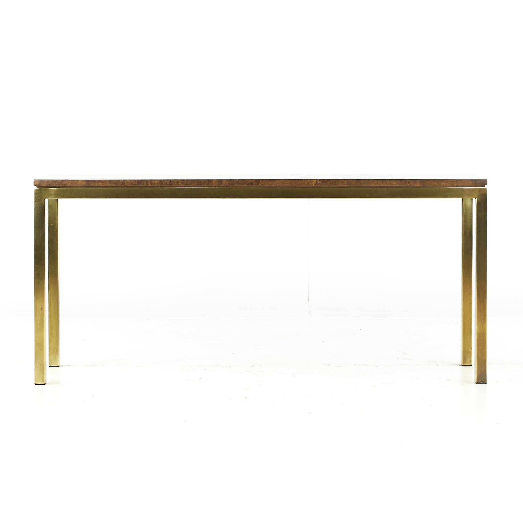 Tomlinson Mid Century Burlwood and Brass Console Table 1