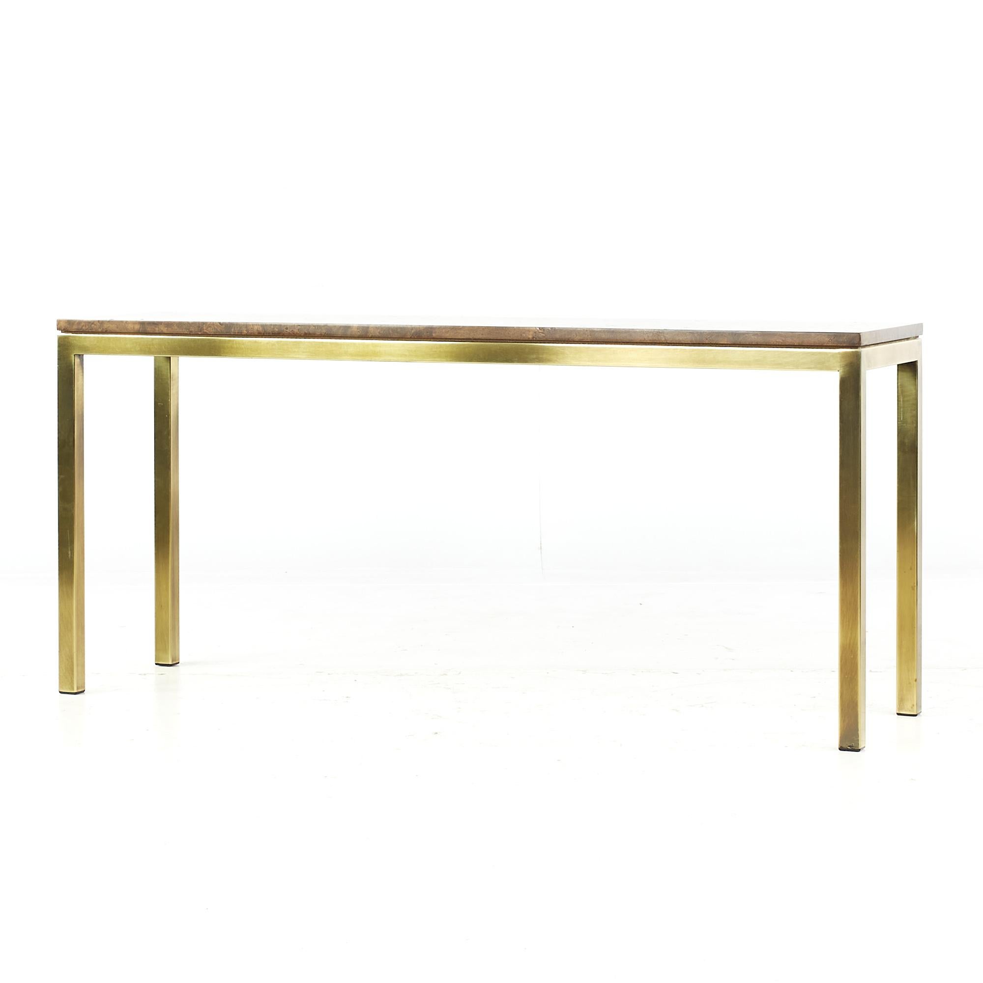 Tomlinson Mid Century Burlwood and Brass Console Table 2