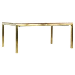Tomlinson Mid-Century Burlwood Brass and Glass Expanding Dining Table