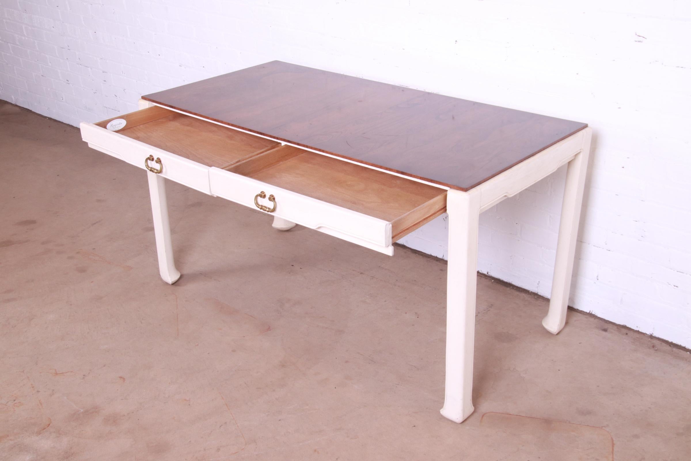Tomlinson Mid-Century Hollywood Regency Rosewood and White Lacquer Writing Desk 3