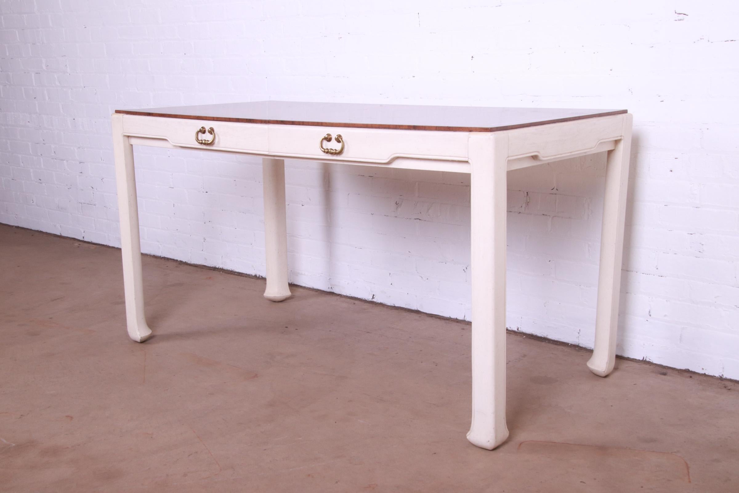 Mid-Century Modern Tomlinson Mid-Century Hollywood Regency Rosewood and White Lacquer Writing Desk
