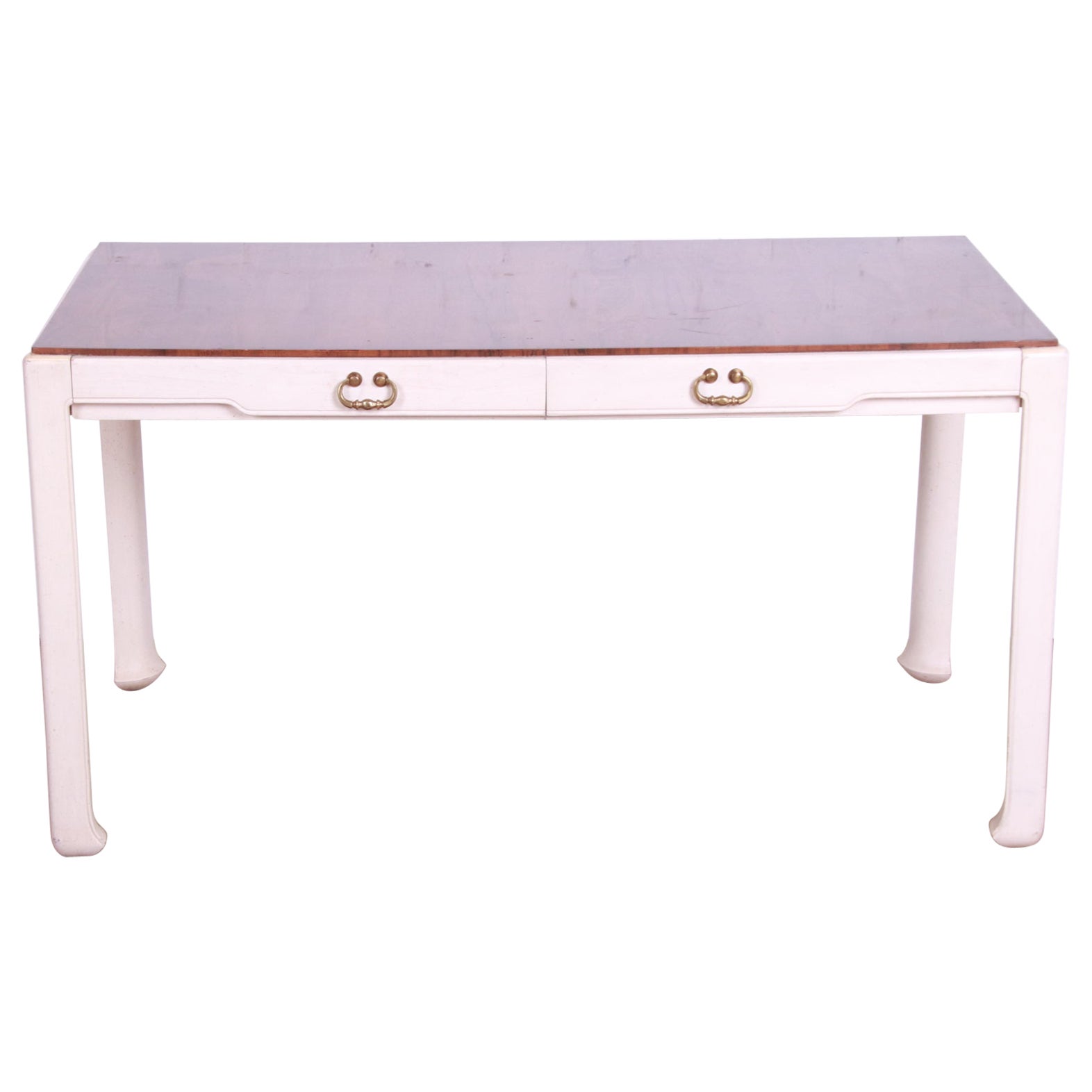 Tomlinson Mid-Century Hollywood Regency Rosewood and White Lacquer Writing Desk