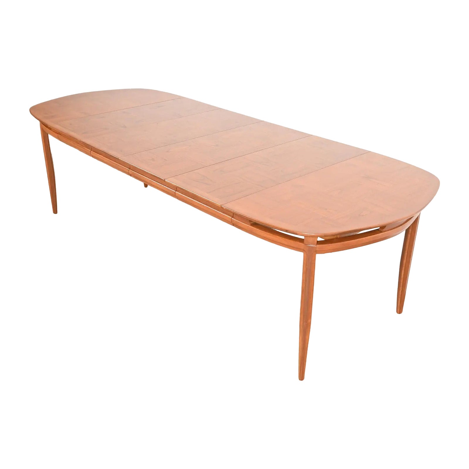 Mesa de comedor extensible de nogal esculpido Tomlinson, moderna de mediados de siglo, repintada en venta