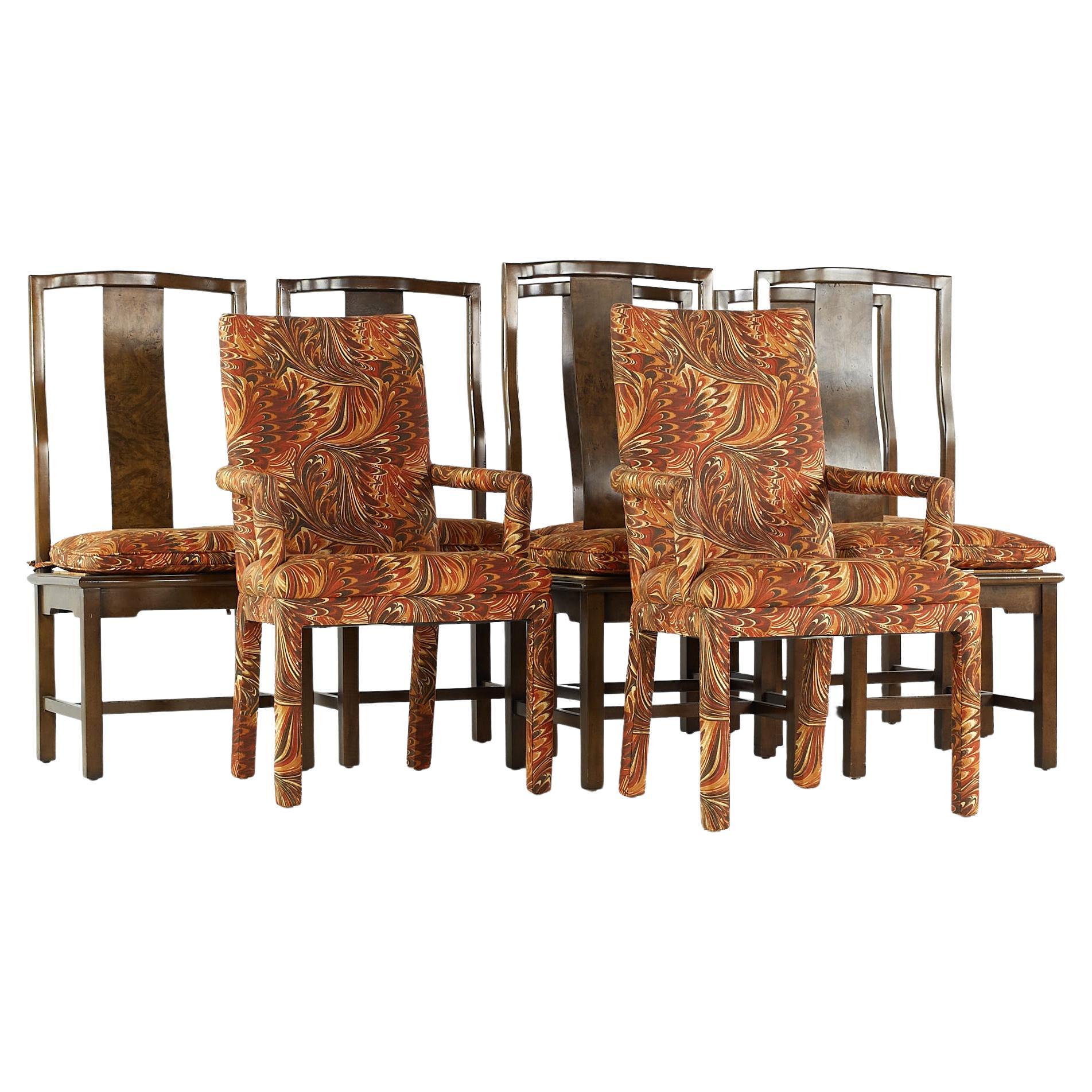 Tomlinson Mid-Century Walnut and Burlwood Dining Chairs, Set of 8 For Sale