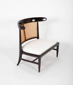 Tomlinson Slipper Lounge Chair with Walnut Frame and Caned Back