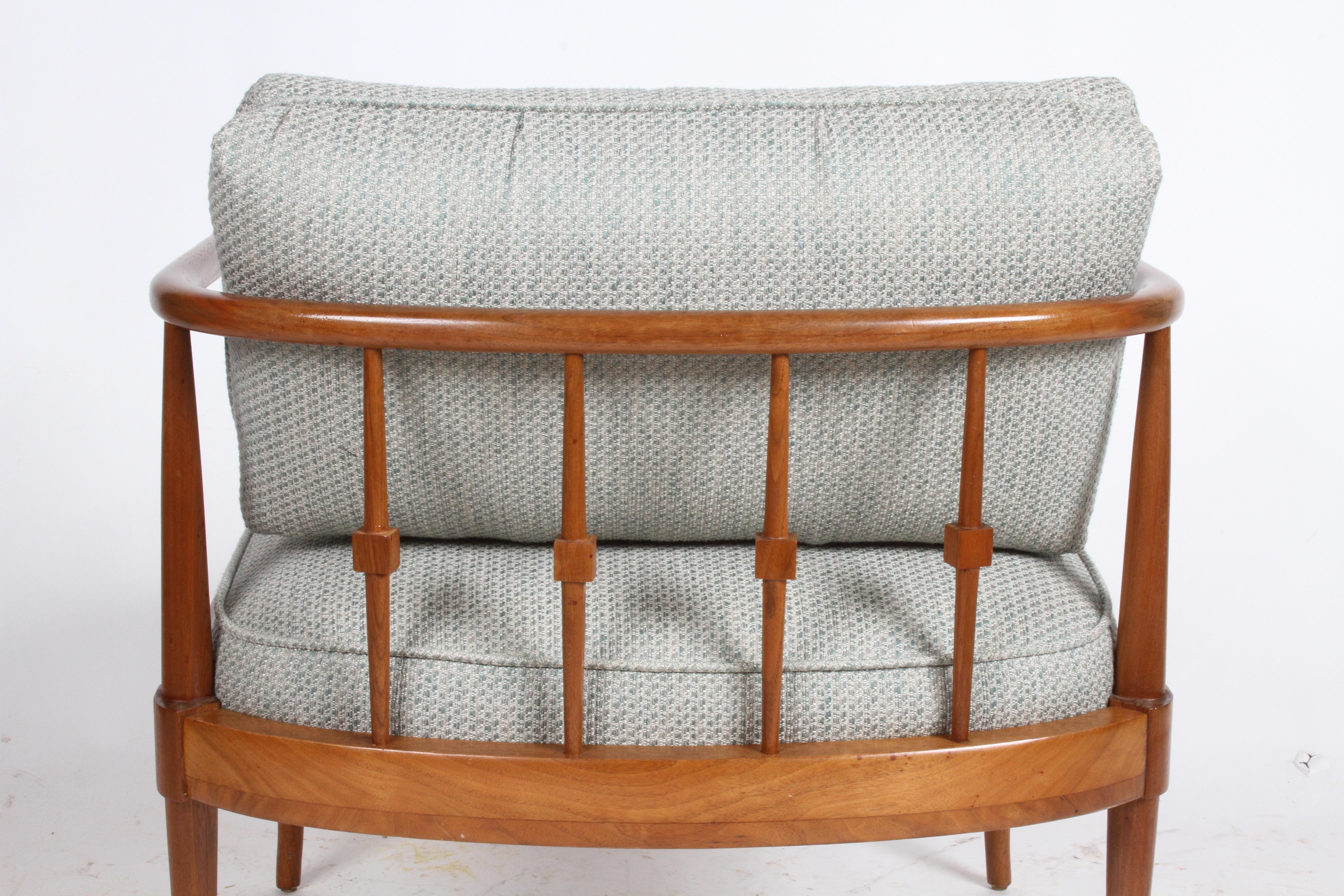 Mid-Century Modern MCM Gerry Zanck for Gregori Sculpted Walnut Lounge Chair with splayed legs 