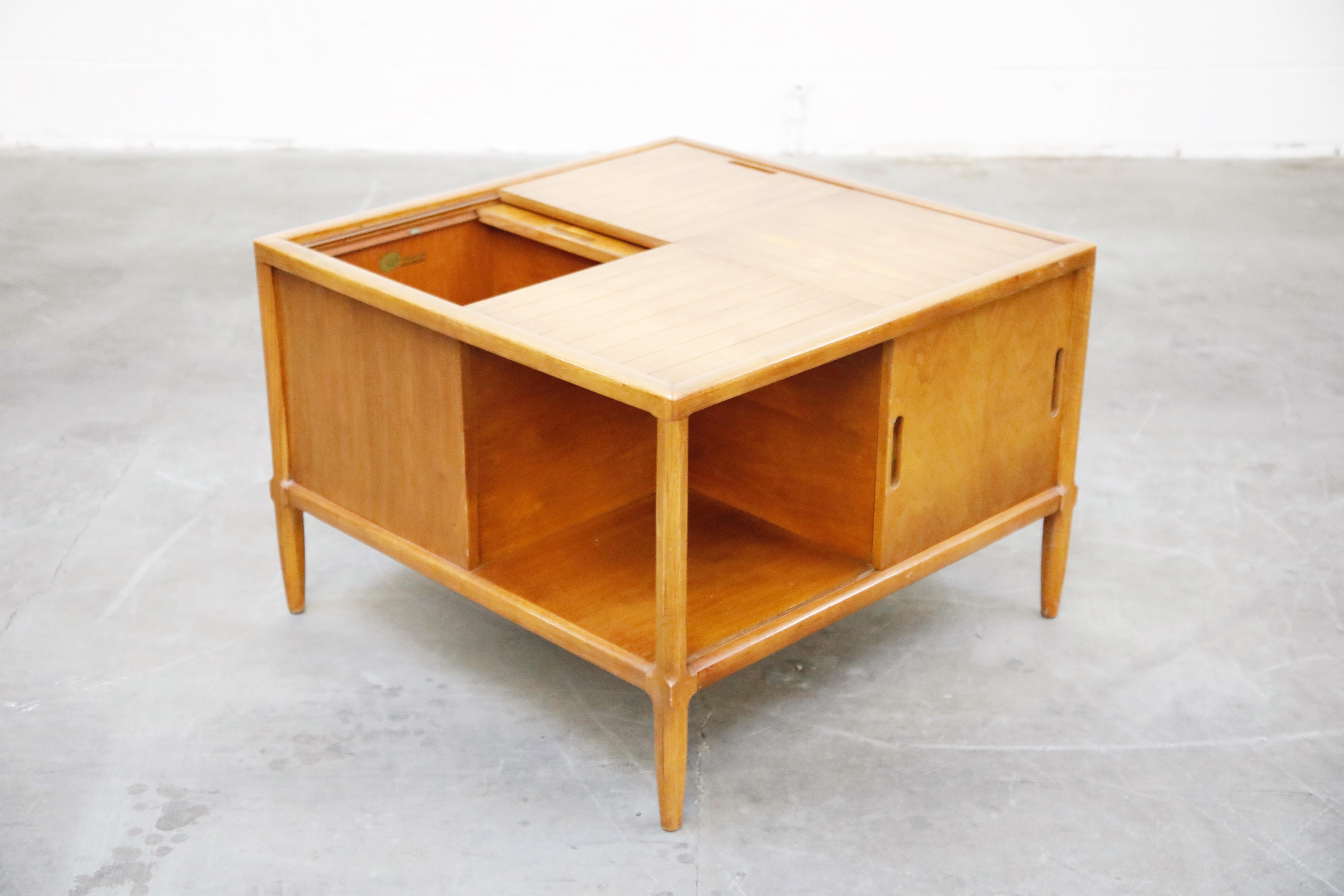 Tomlinson Sophisticate Cocktail Bar and Storage Coffee Table, 1950s, Signed In Good Condition In Los Angeles, CA