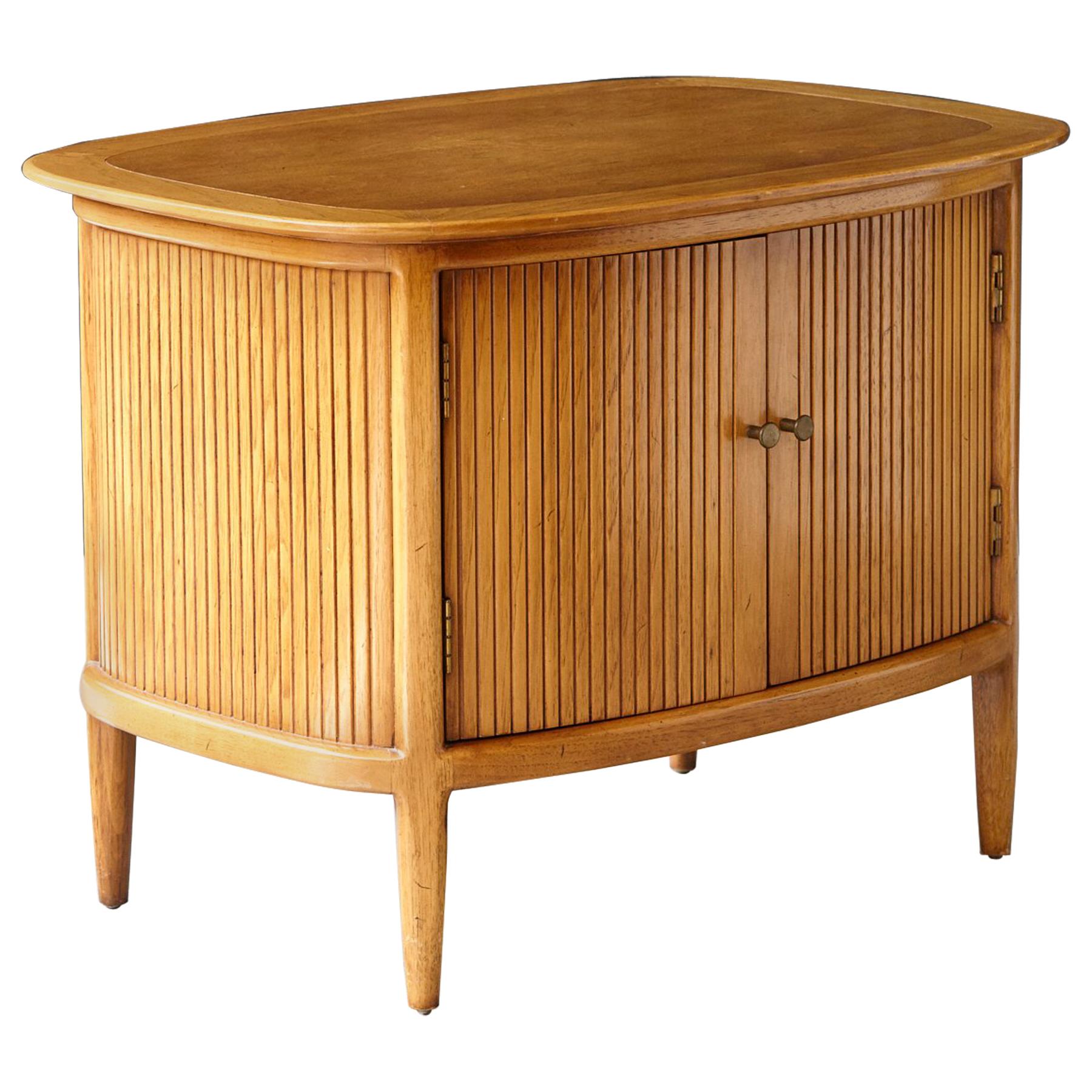 Tomlinson Sophisticate Collection Faux Tambour Door Walnut Side Table For Sale