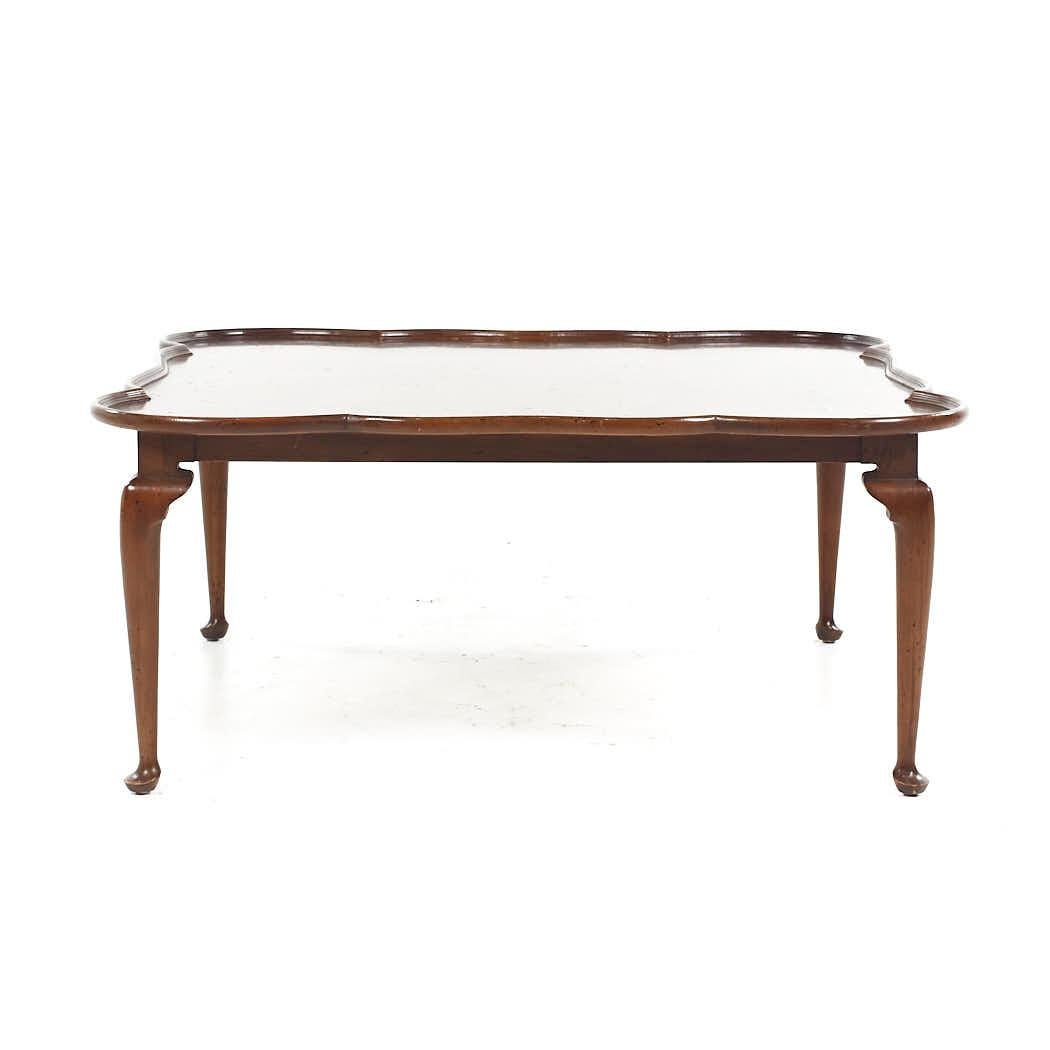 Tomlinson Sophisticate Mid Century Walnut and Burlwood Coffee Table

This coffee table measures: 42 wide x 42 deep x 18 inches high

All pieces of furniture can be had in what we call restored vintage condition. That means the piece is restored upon