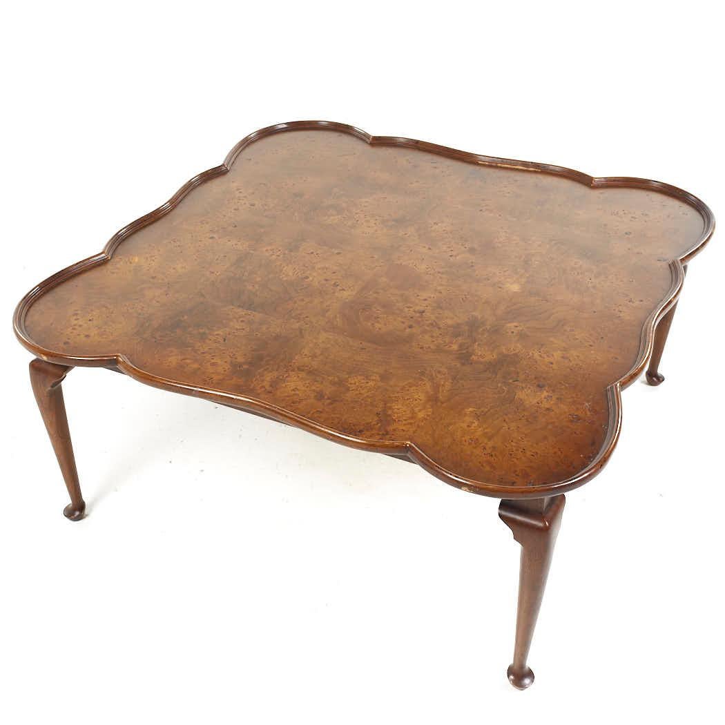 American Tomlinson Sophisticate Mid Century Walnut and Burlwood Coffee Table For Sale