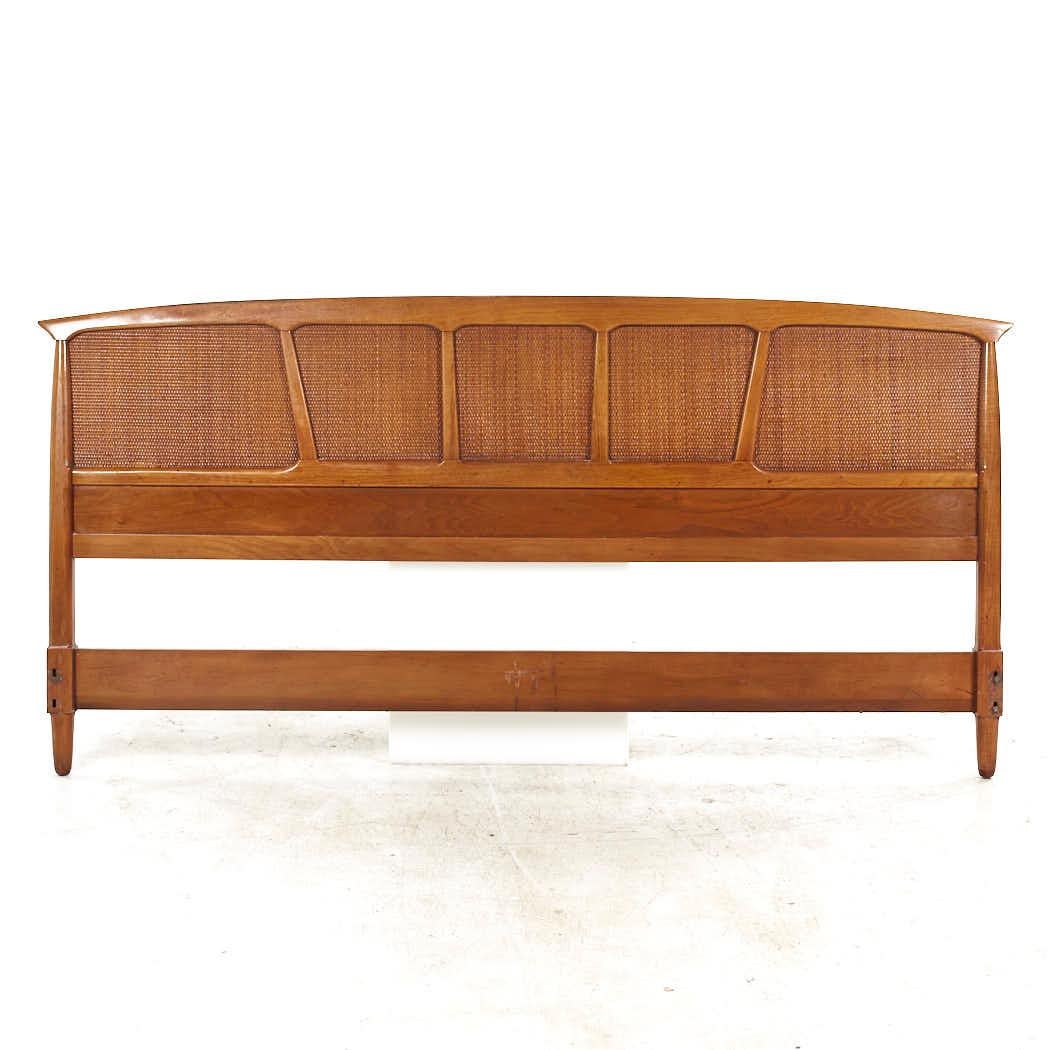 Tomlinson Sophisticate Mid Century Walnut and Cane King Headboard For