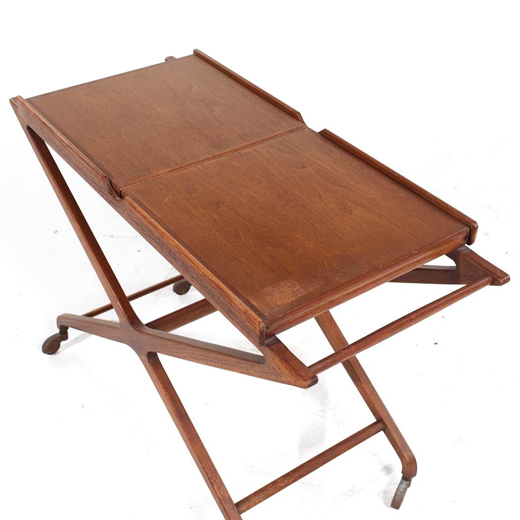 Tomlinson Sophisticate Mid Century Walnut Expanding Bar Cart For Sale 3