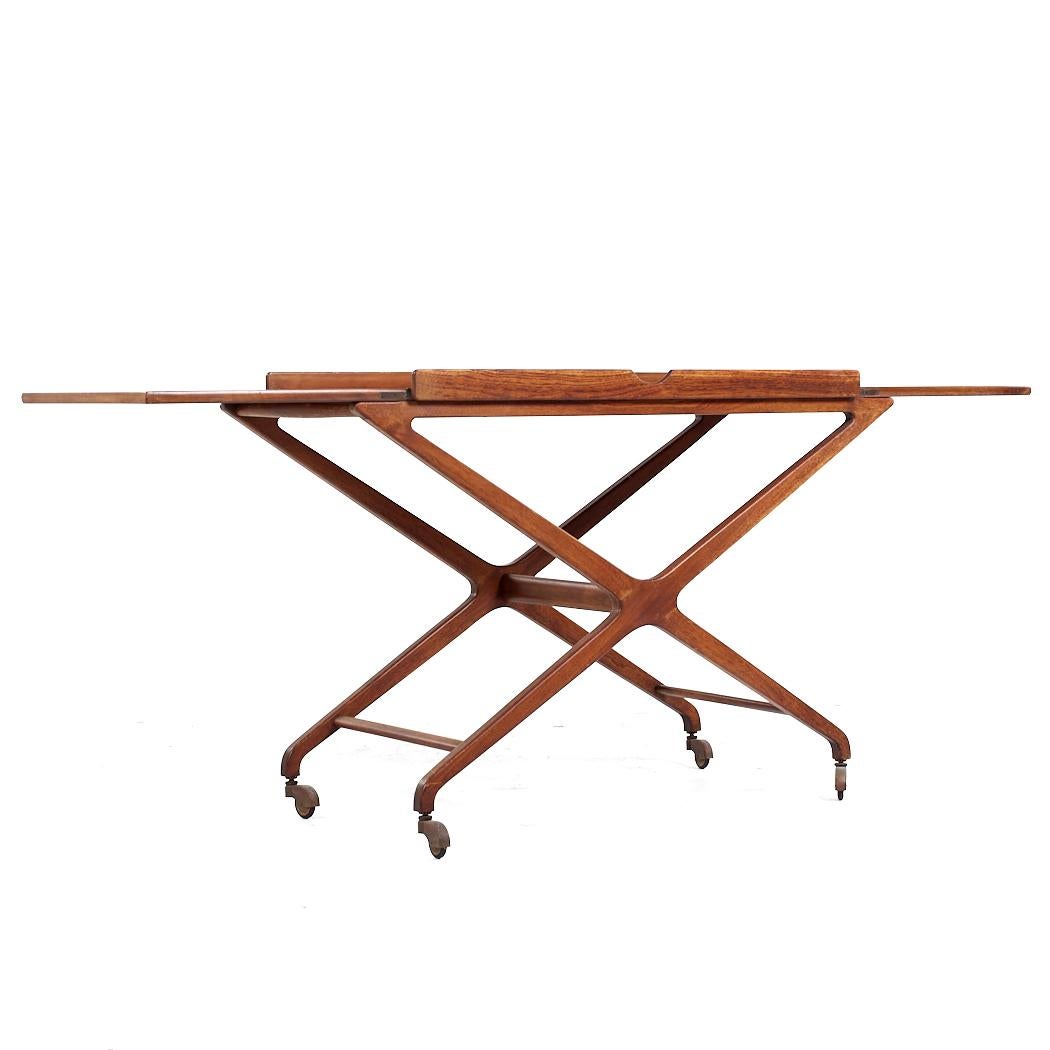 American Tomlinson Sophisticate Mid Century Walnut Expanding Bar Cart For Sale