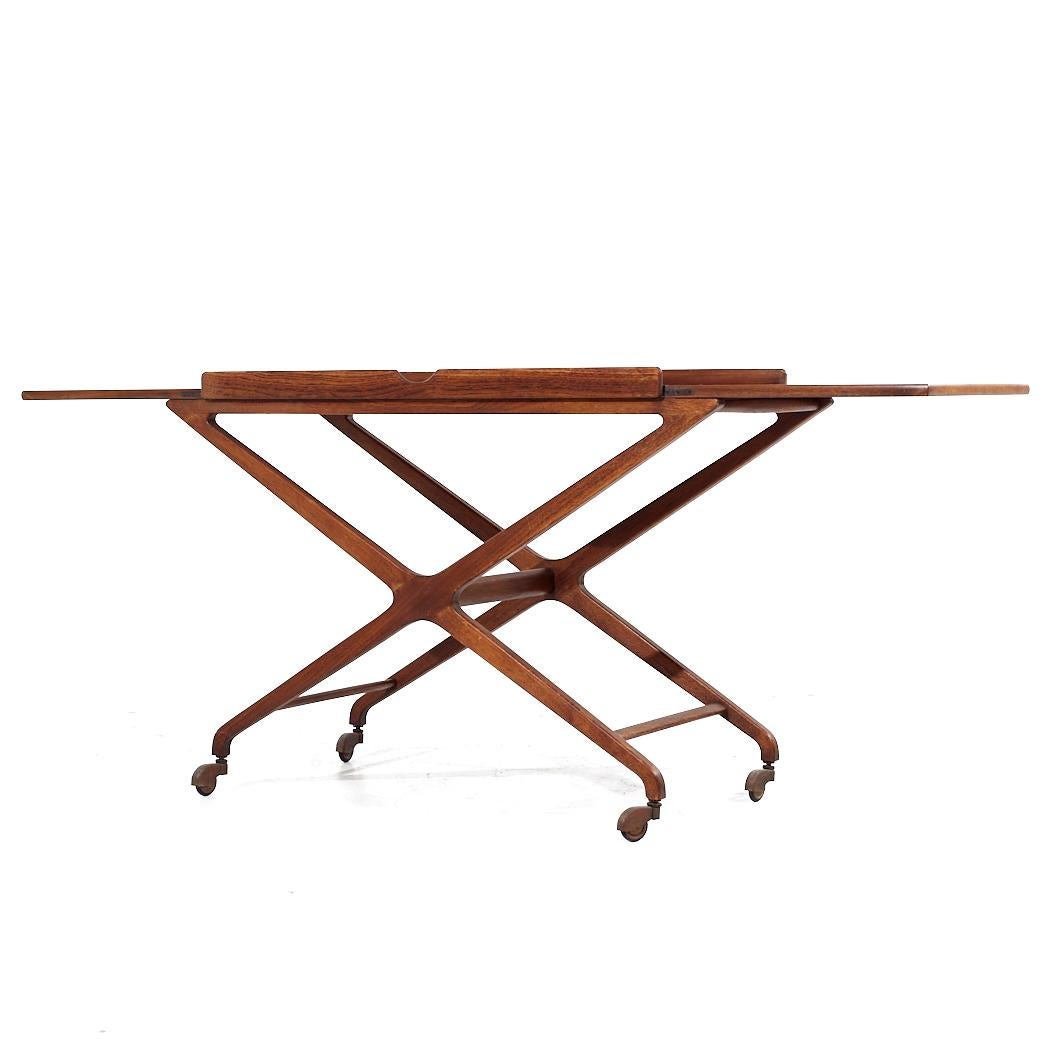 Late 20th Century Tomlinson Sophisticate Mid Century Walnut Expanding Bar Cart For Sale