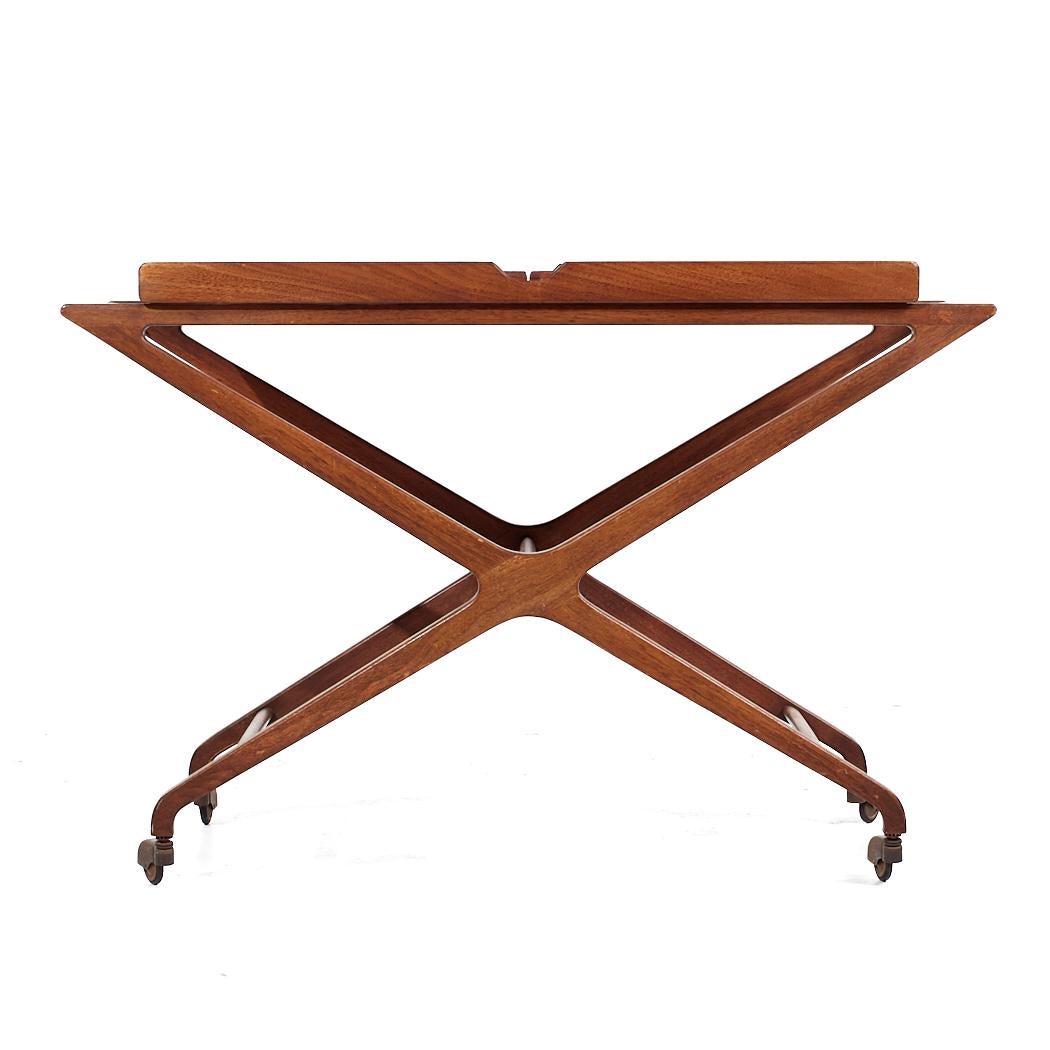 Tomlinson Sophisticate Mid Century Walnut Expanding Bar Cart For Sale 1