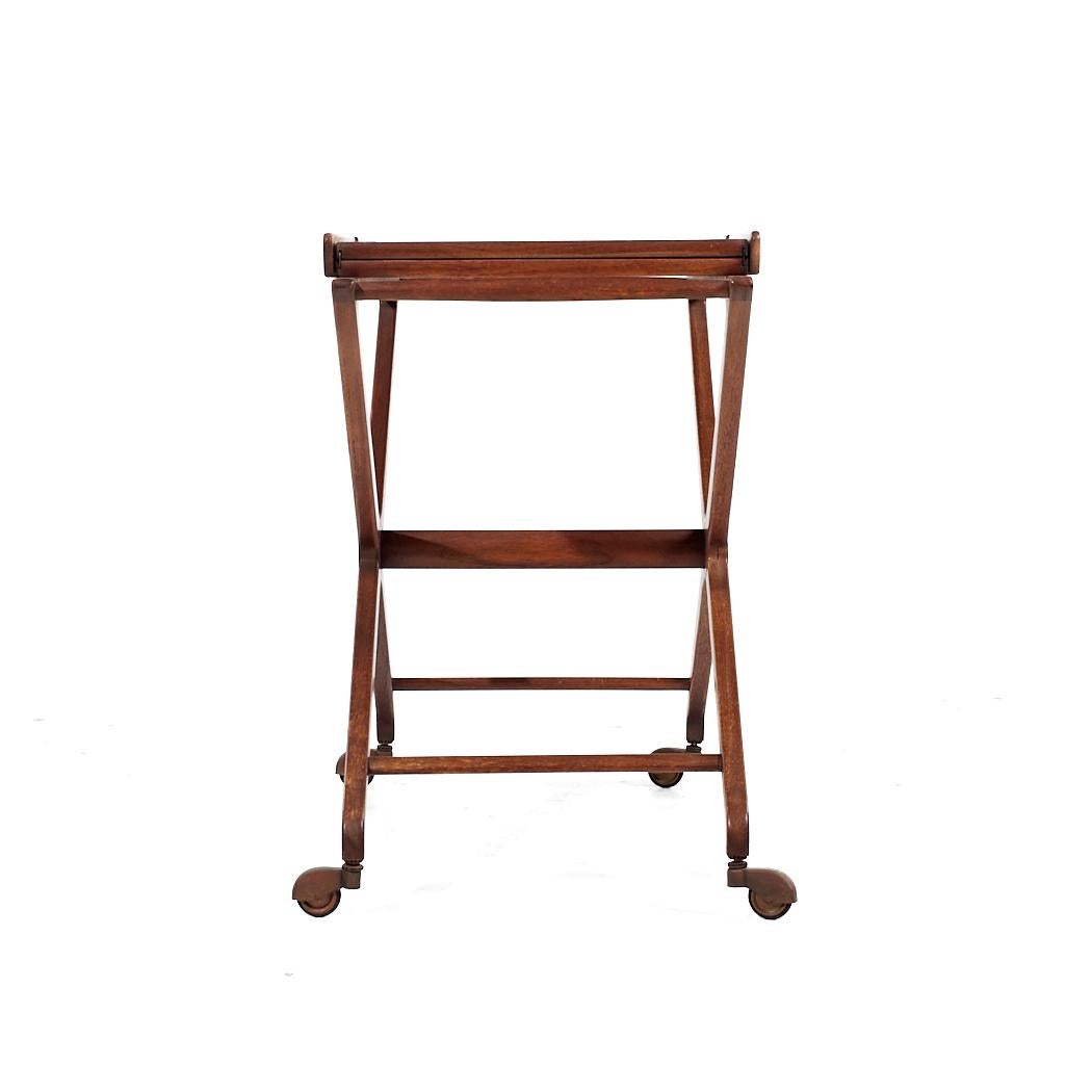 Tomlinson Sophisticate Mid Century Walnut Expanding Bar Cart For Sale 2