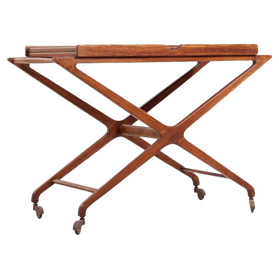 Tomlinson Sophisticate Mid Century Walnut Expanding Bar Cart For Sale
