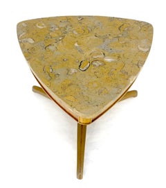 Tomlinson Triangular Marble Top Side End Occasional Table Stand c1970s MINT